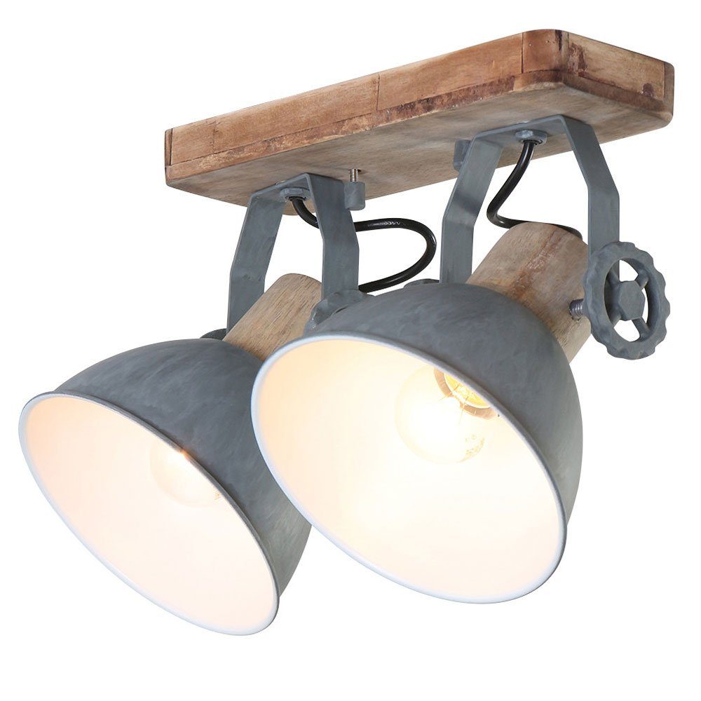 etc-shop LED Deckenspot, Leuchtmittel inklusive, Warmweiß, Strahler Lampe FERNBEDIENUNG Decken Holz grau Spot Leuchte