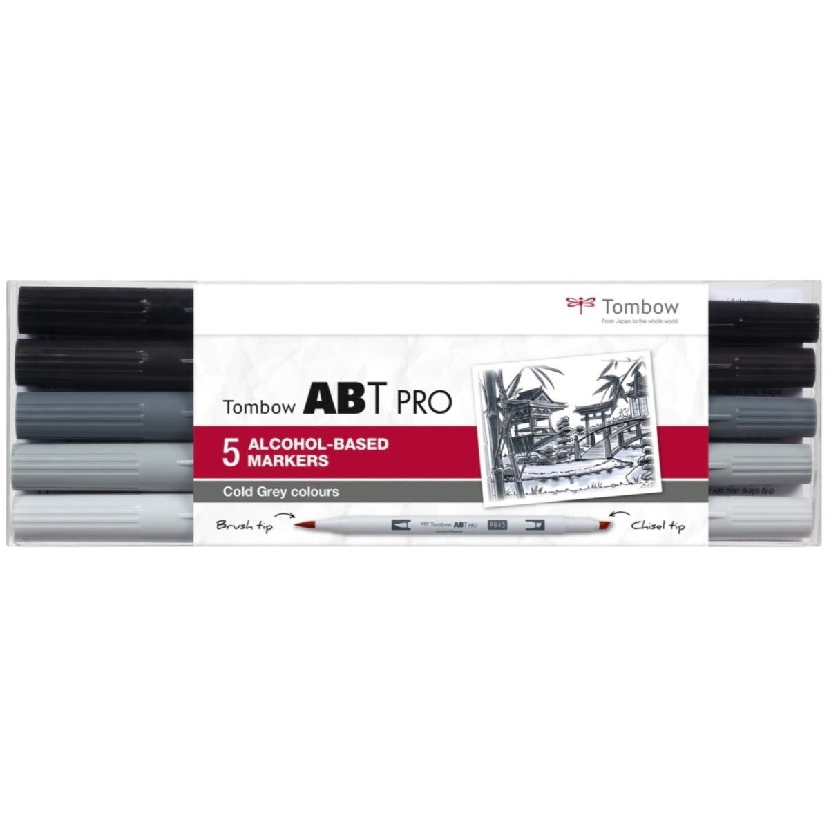TOMBOW Filzstift Dual-Fasermaler ABT Pro Keilspitze/Pinselspitze Alkoholbasis VE=5 Stüc