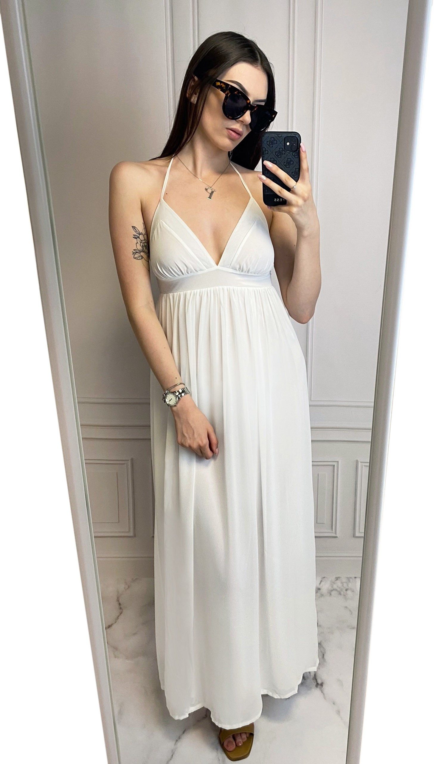 Sarcia.eu Maxikleid Elegantes, weißes Maxi-Chiffon-Kleid John Zack Boho-Sti günstig online kaufen