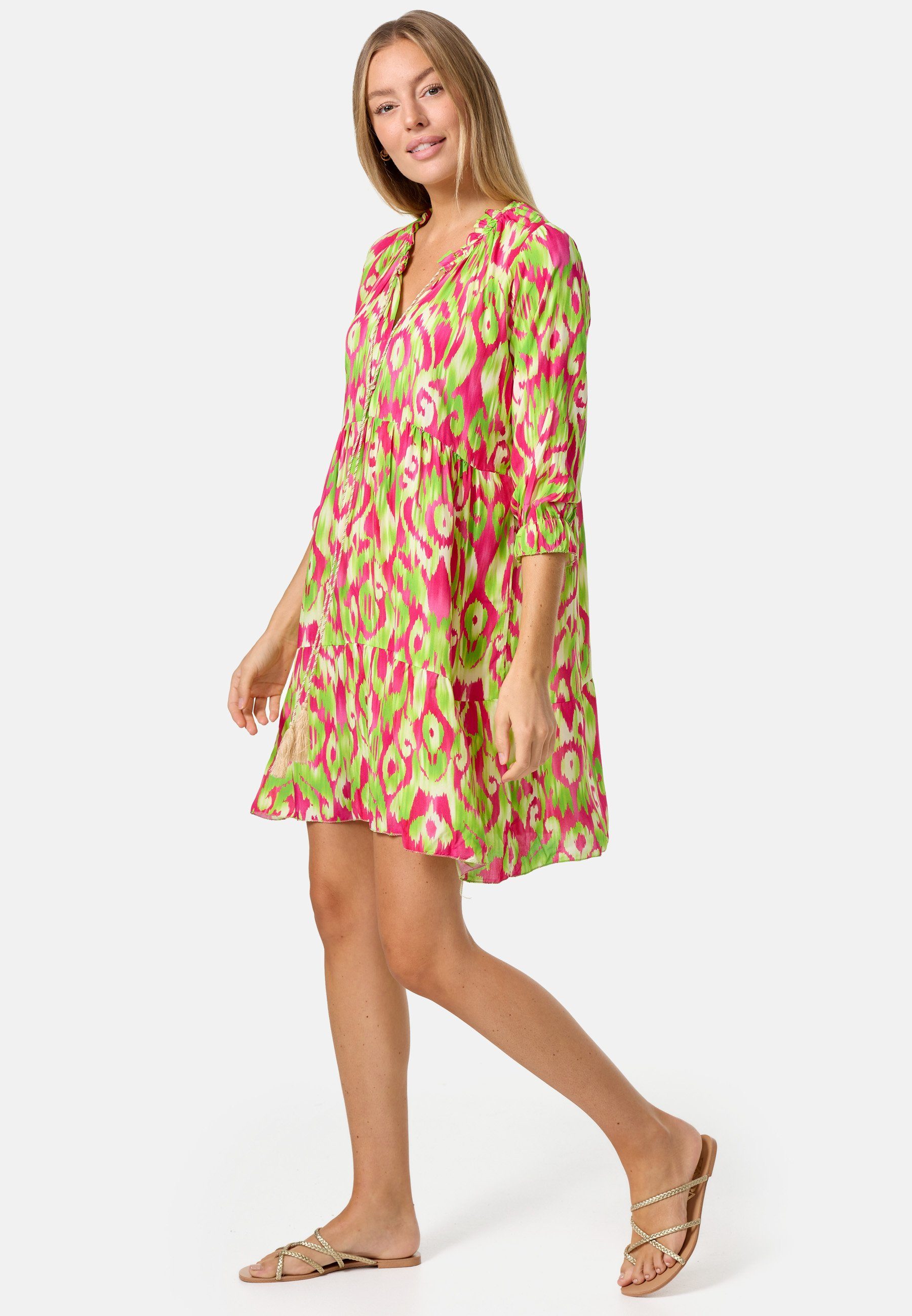 Rayshyne Tunikakleid PM-31 (Sommerkleid Jersey Strandkleid mit Muster in Einheitsgröße)