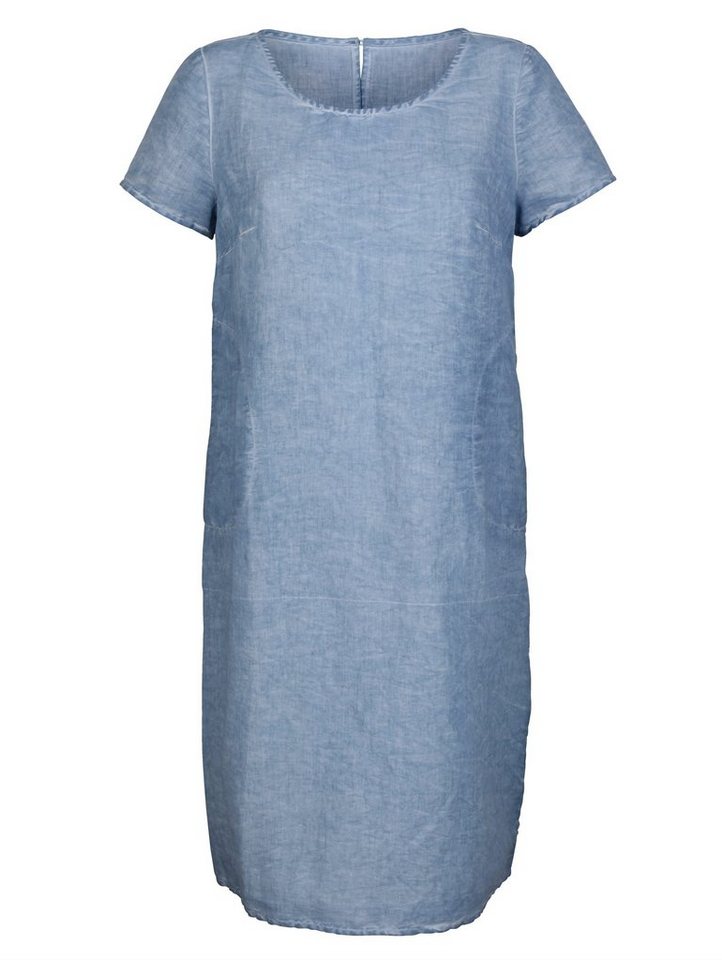 Laura Kent Kleid in toller Baumwoll/Leinenmischung in blau