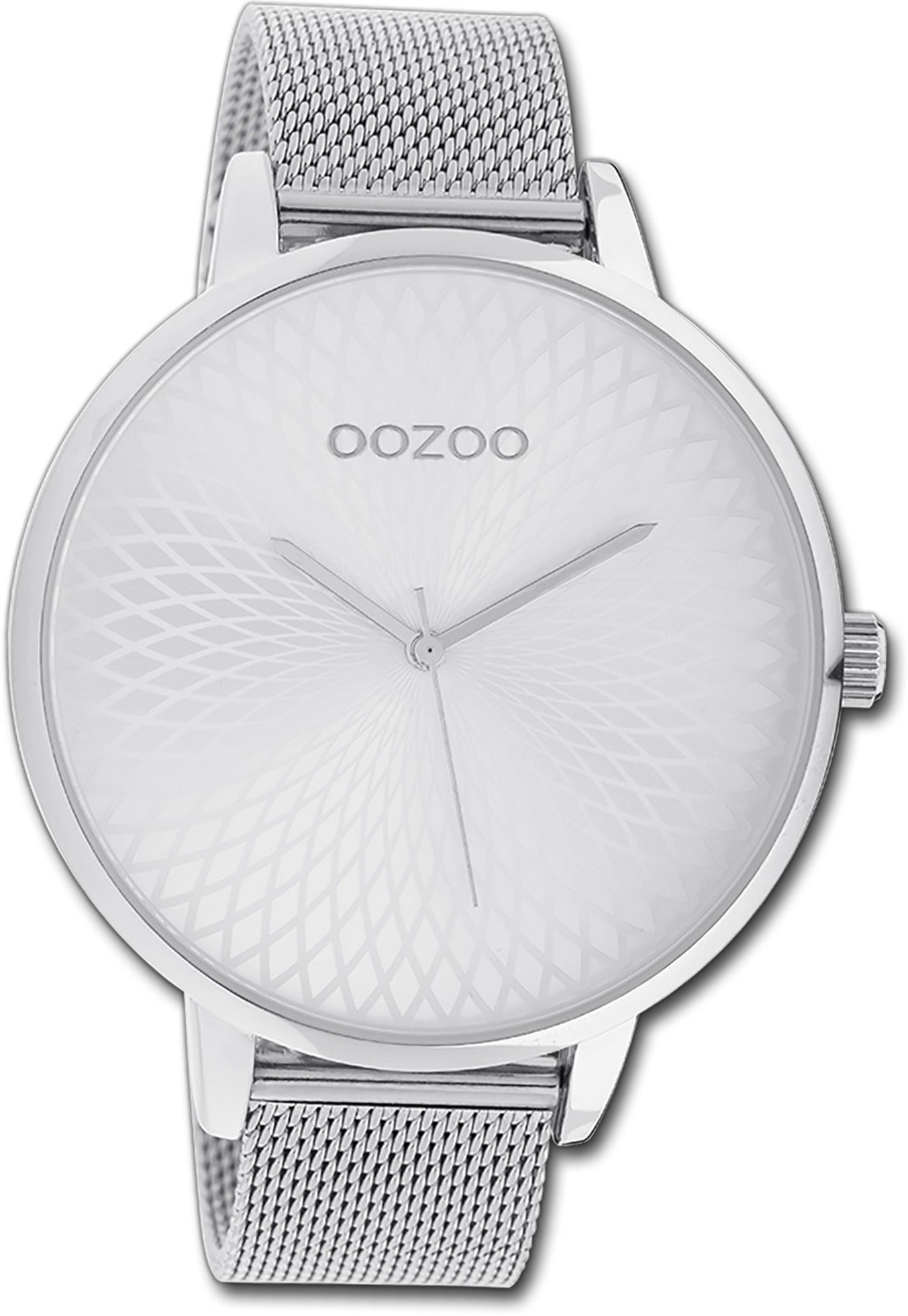 OOZOO Quarzuhr Oozoo Unisex Armbanduhr Timepieces, (Analoguhr), Unisexuhr Metallarmband silber, rundes Gehäuse, extra groß (ca. 48mm)