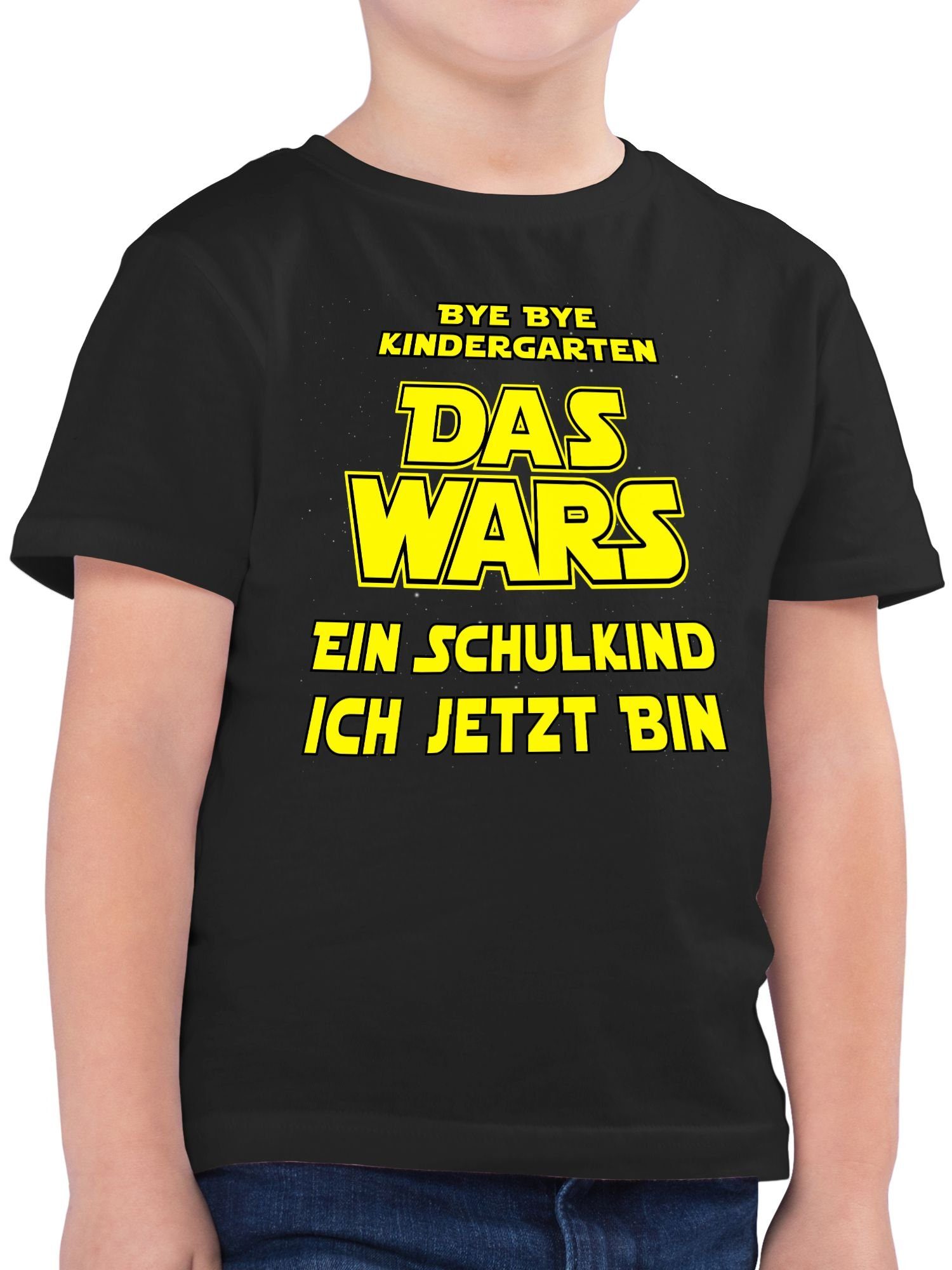 Shirtracer T-Shirt Bye bye Kindergarten - Das Wars - Ein Schulkind ich jetzt bin Einschulung Junge Schulanfang Geschenke 01 Schwarz