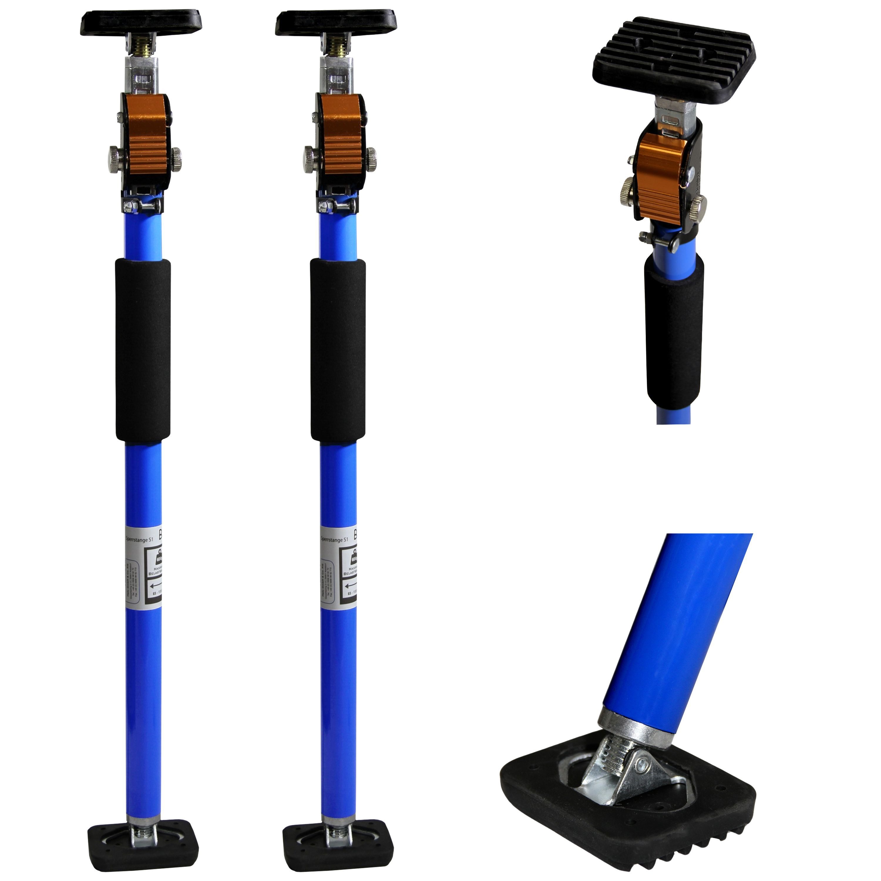 Montageklemme Sperrstange Ladungssicherung 65-115cm Stütze 60 kg verstellbar S1 2x