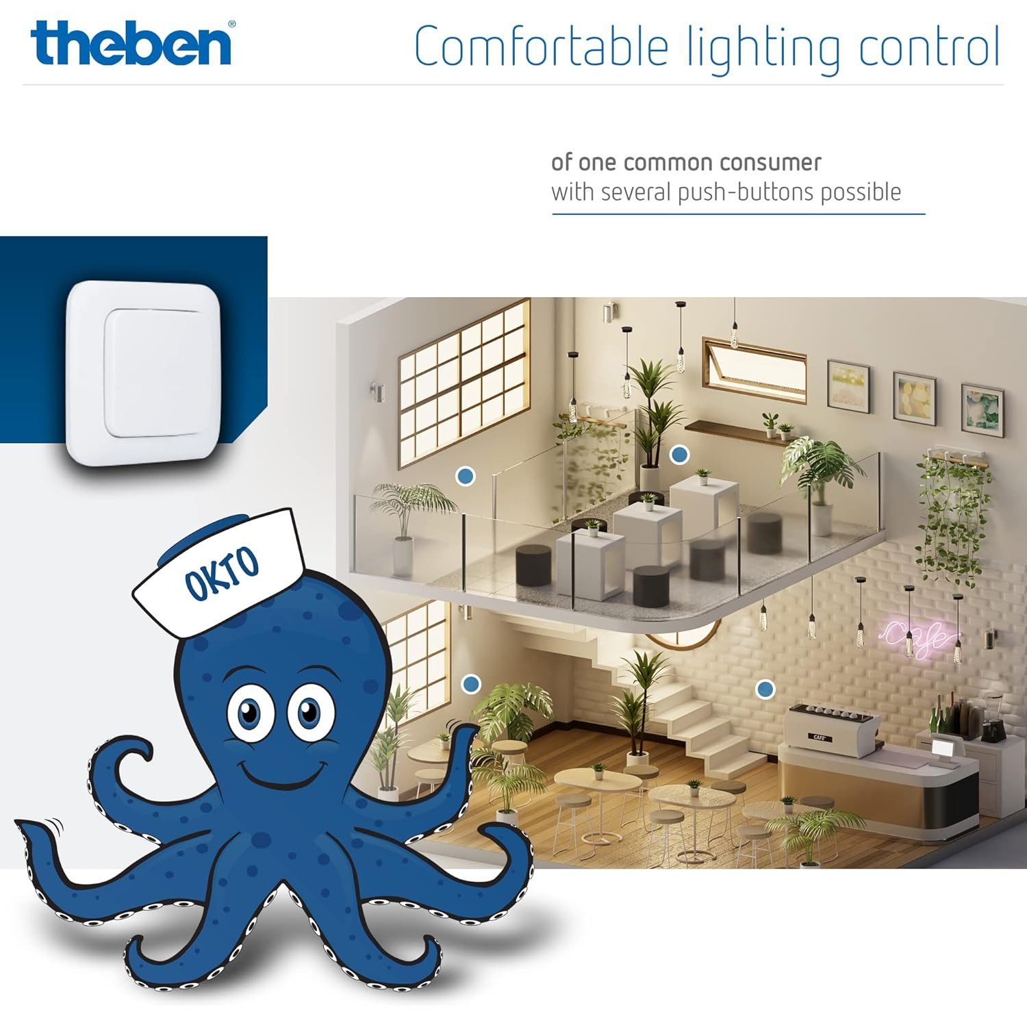 theben Stromstoßschalter OKTO S12-230 3120120 Stromstoßrelais, elektromechanisch, 1 Schließer, Lichtsteuerung, 200 W LED, Hutschiene