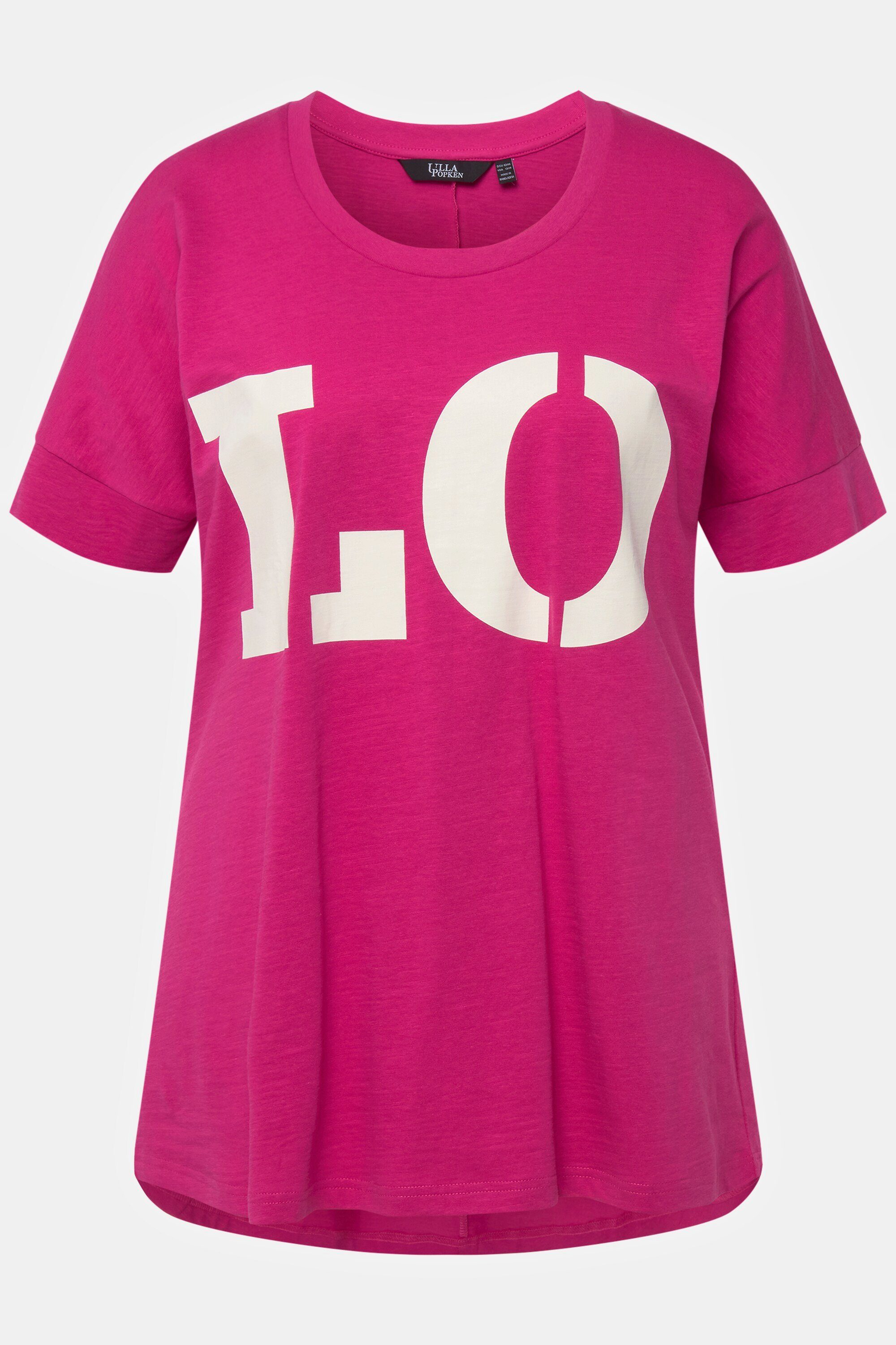 Ulla pink LOVE T-Shirt Rundhalsshirt fuchsia Rundhals Popken Oversized Halbarm