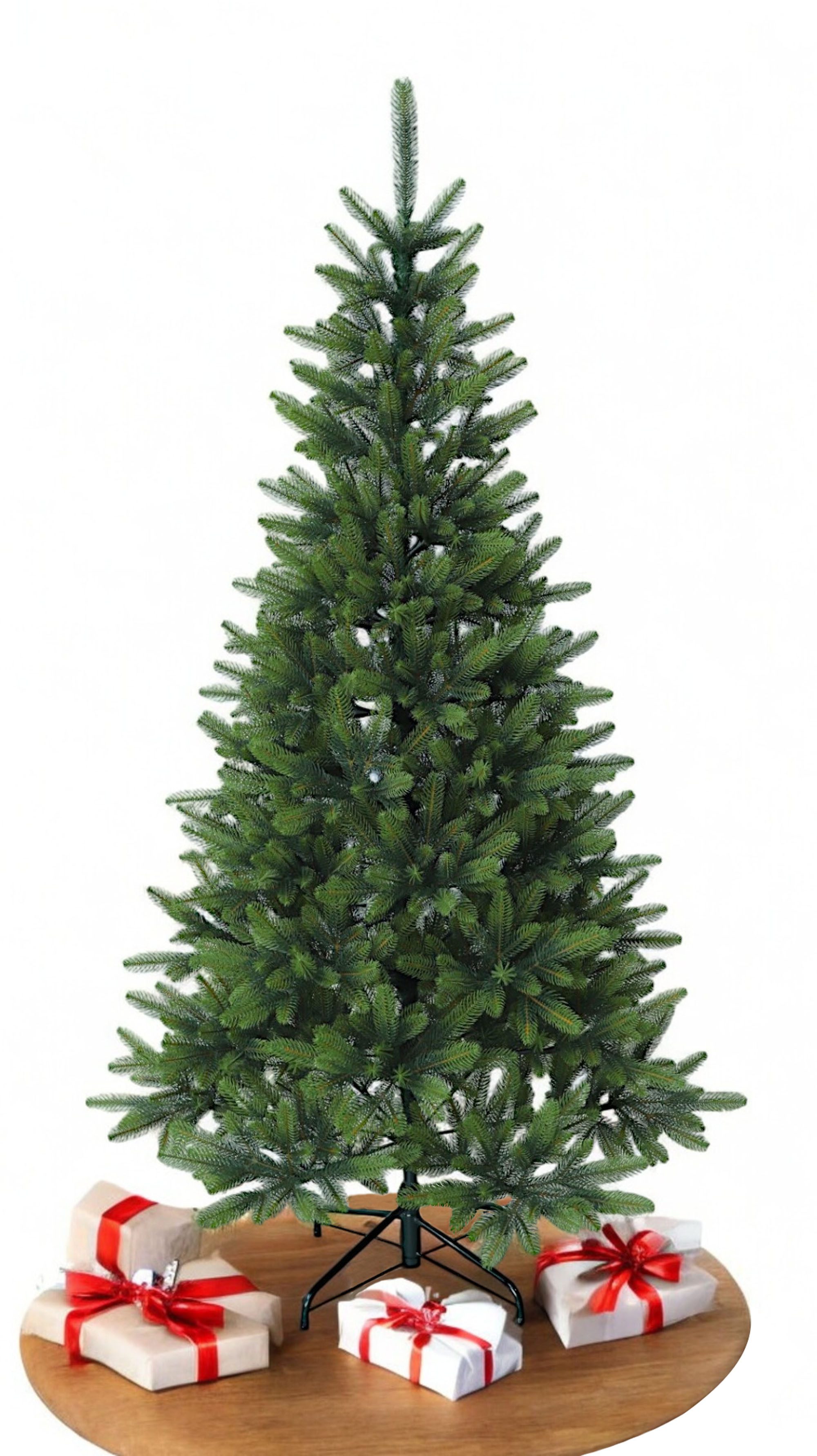 Arnusa Künstlicher Weihnachtsbaum Spritzguss Premium wie echt mit Klappsystem und Tasche Naturgetreu, Edeltanne, tolle Qualität 150 cm Höhe und 1093 Spitzen