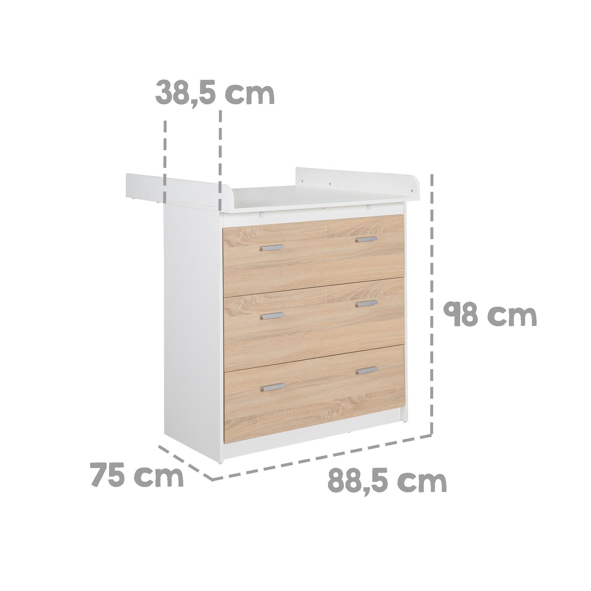 roba® baby furniture set Gabriella, cot, changing table, body & fronts in bicolor, oak/white