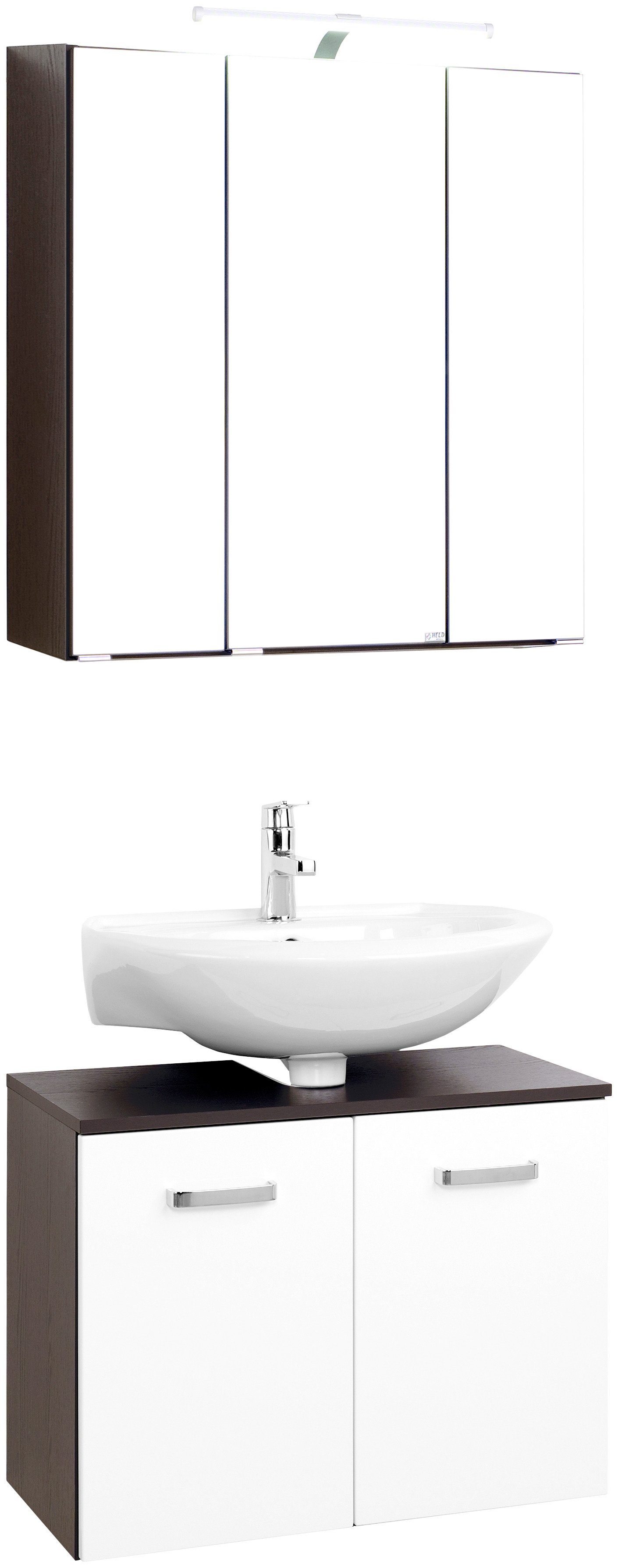 welltime Badmöbel-Set Dorina, (2-St), bestehend aus Spiegelschrank und Unterbeckenschrank, Breite 60 cm