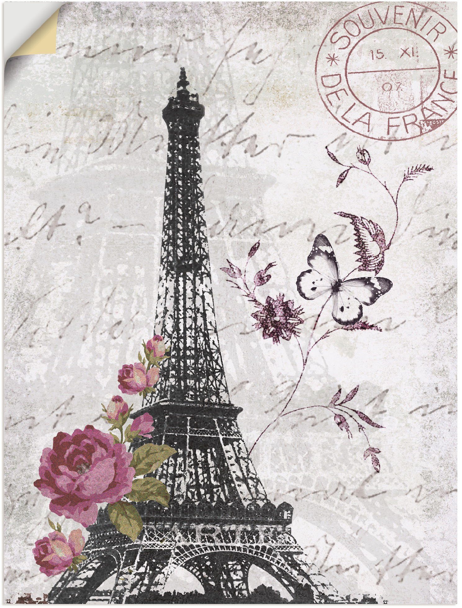 Artland Wandbild »Eiffelturm Grafik«, Bilder von Europa (1 Stück), in vielen Größen & Produktarten - Alubild / Outdoorbild für den Außenbereich, Leinwandbild, Poster, Wandaufkleber / Wandtattoo auch für Badezimmer geeignet-Otto