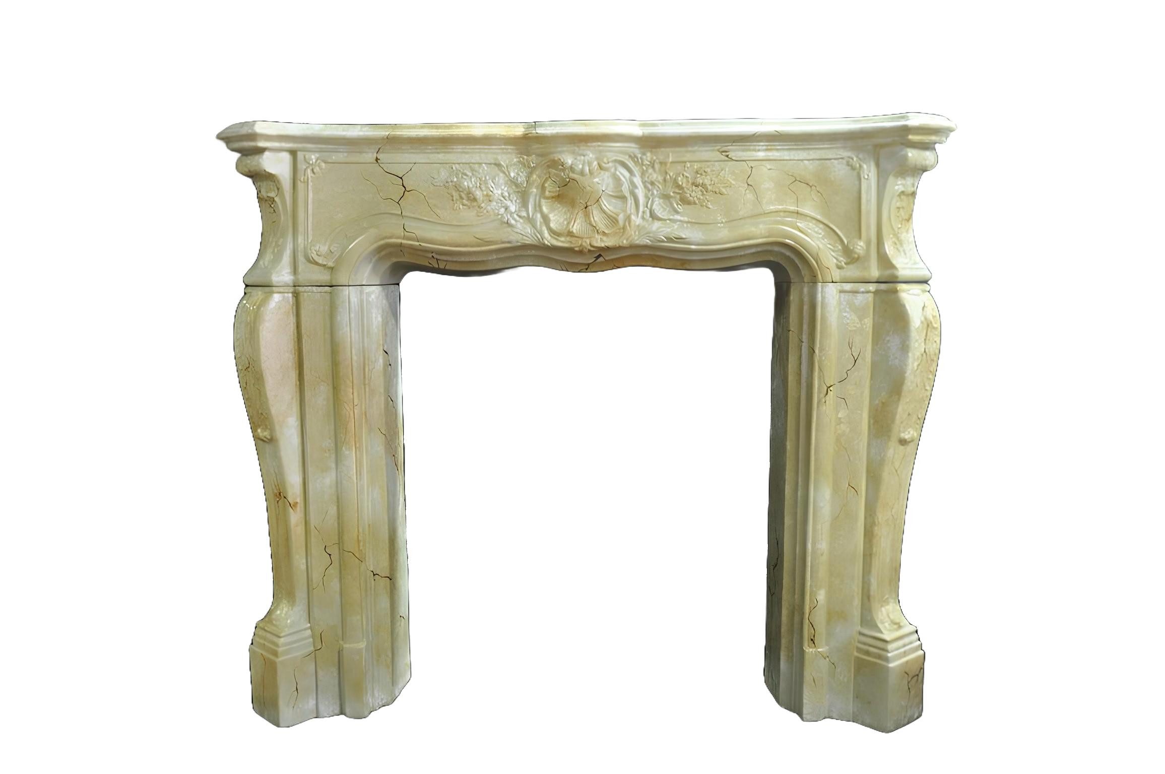 Xlmoebel Dekokamin Verkleidung und Umrandung in Marmor-Stil für Kaminöfen (Kamin 116 cm Hoch-Material: Acryl/Stuck), Hergestellt in Europa