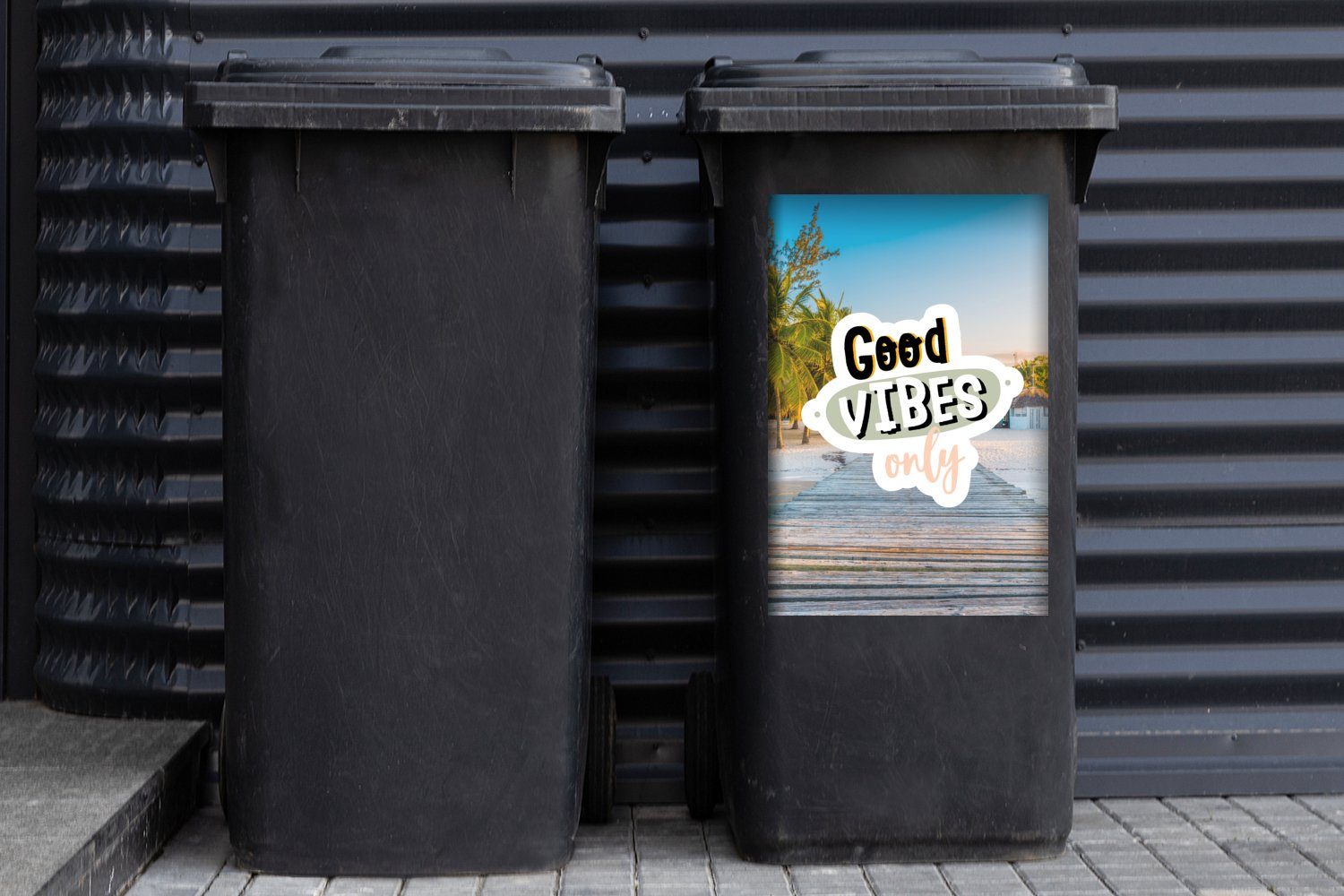 MuchoWow Wandsticker Sommer Zitat Mülleimer-aufkleber, - Mülltonne, (1 Abfalbehälter Strand Sticker, Container, St), 