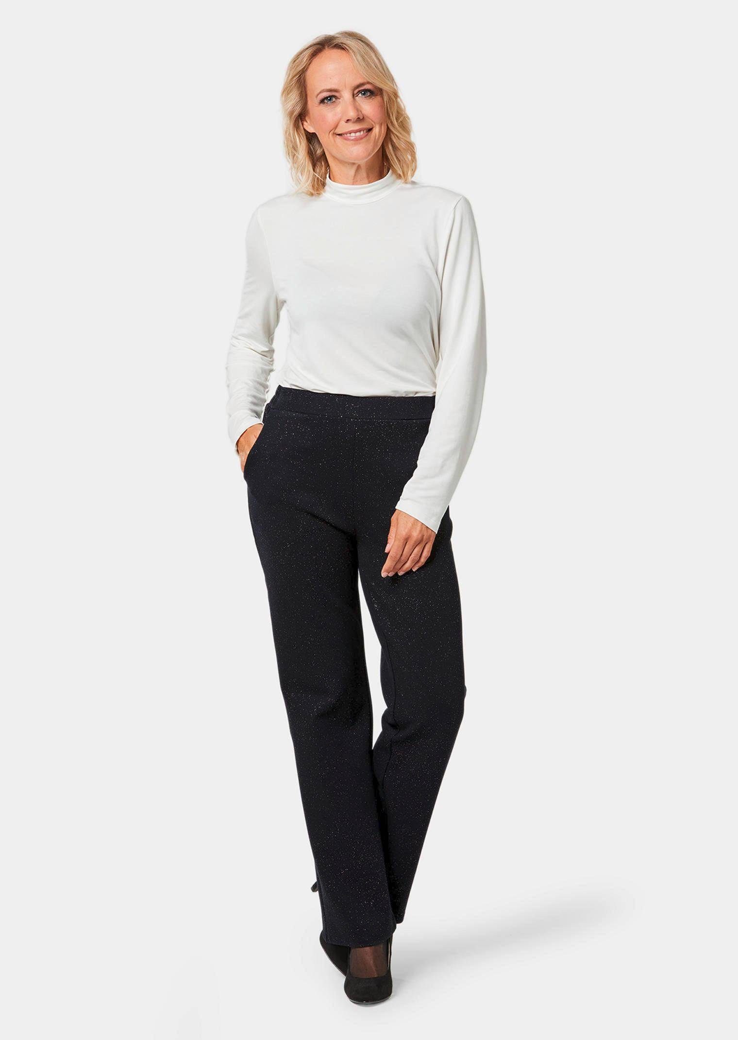 GOLDNER Stoffhose Stretchbequeme Hose mit Glitzer