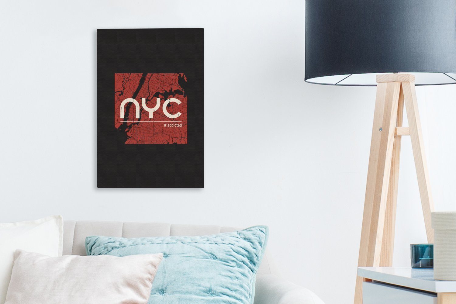 York NYC St), fertig bespannt Schwarz, New - cm - (1 inkl. OneMillionCanvasses® 20x30 Gemälde, Leinwandbild Leinwandbild Zackenaufhänger,