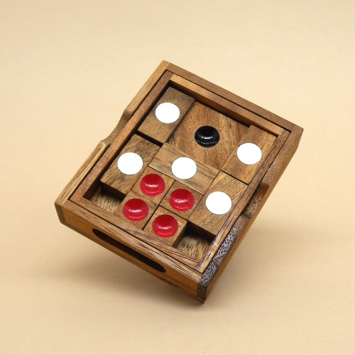 ROMBOL Denkspiele Spiel KHUN PAN MINI - kleines Schiebepuzzle, Schiebespiel, Knobelspiel