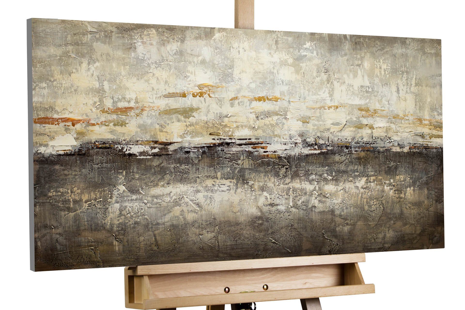 KUNSTLOFT Gemälde Rückkehr 100x50 cm, Leinwandbild 100% HANDGEMALT Wandbild Wohnzimmer