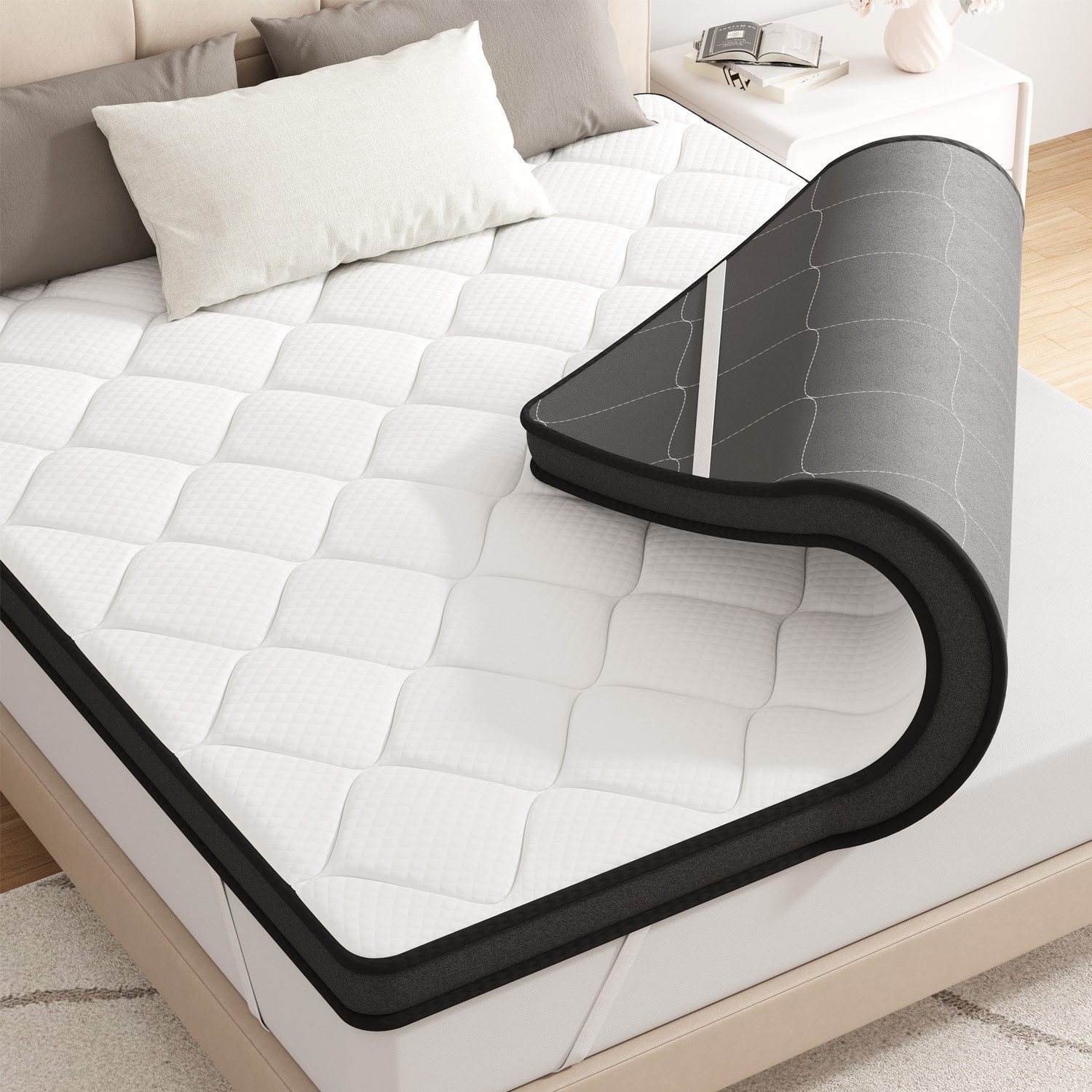 Elemuse, Цилиндр H3 Gel Memory Schaum Матрасыtopper, 7.5 cm hoch, (1-tlg), Komfortschaum, Atmungsaktiv, Druckverteilung, Цилиндр für Boxspringbett