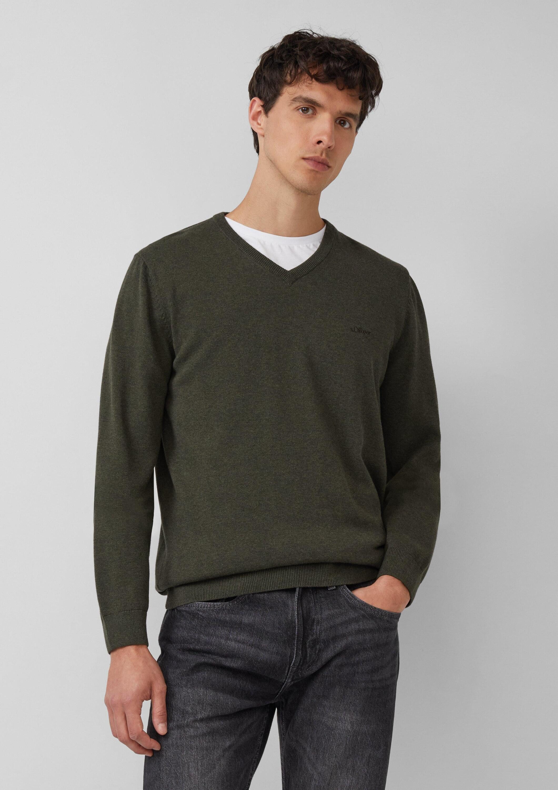 s.Oliver Longpullover Strickpullover Strickpullover mit Logo-Stickerei günstig online kaufen