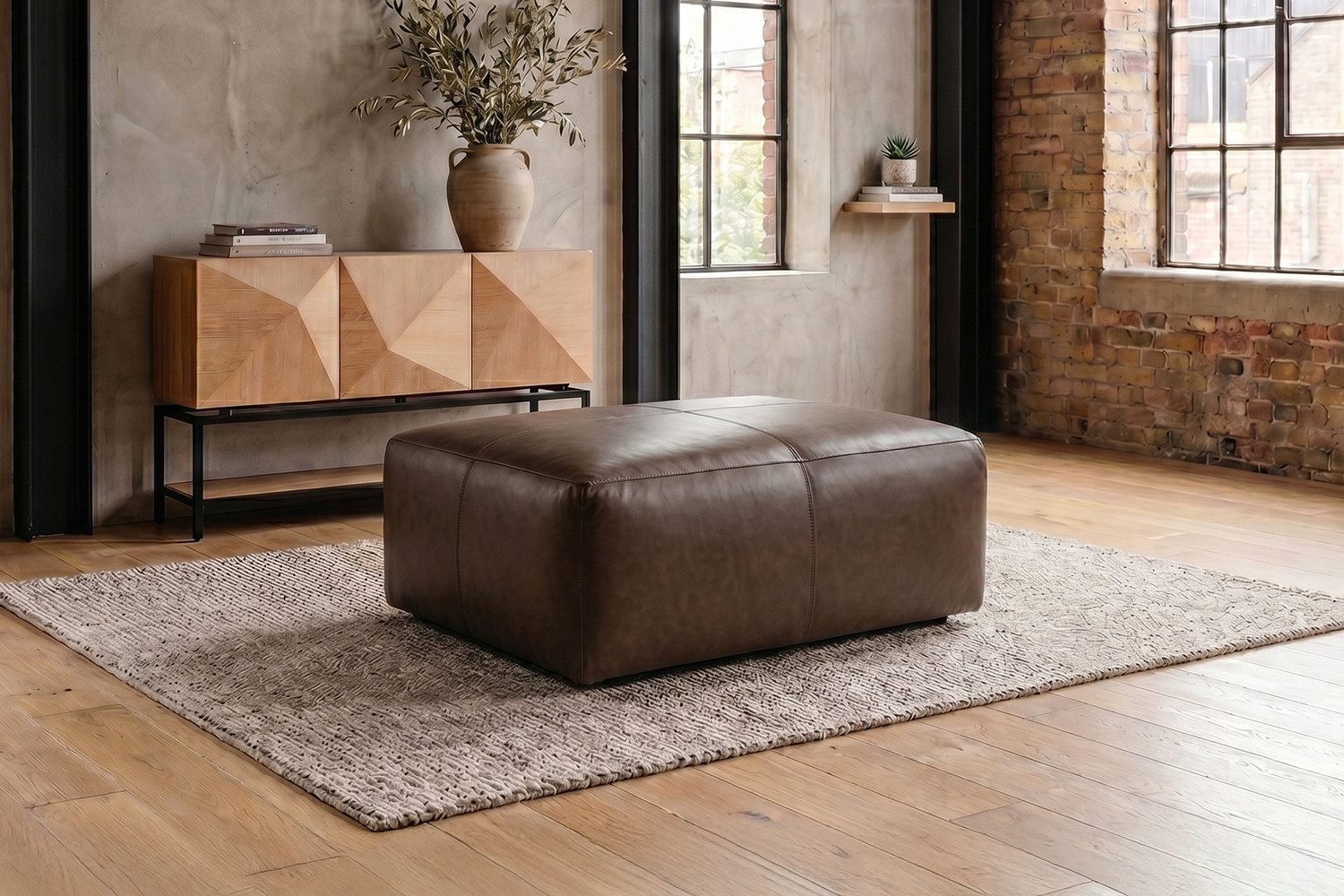 KAWOLA Hocker CELESTE Leder - Eleganz trifft modernen Komfort, Echtleder Hocker – Luxuriös, langlebig, stilvoll kombiniert