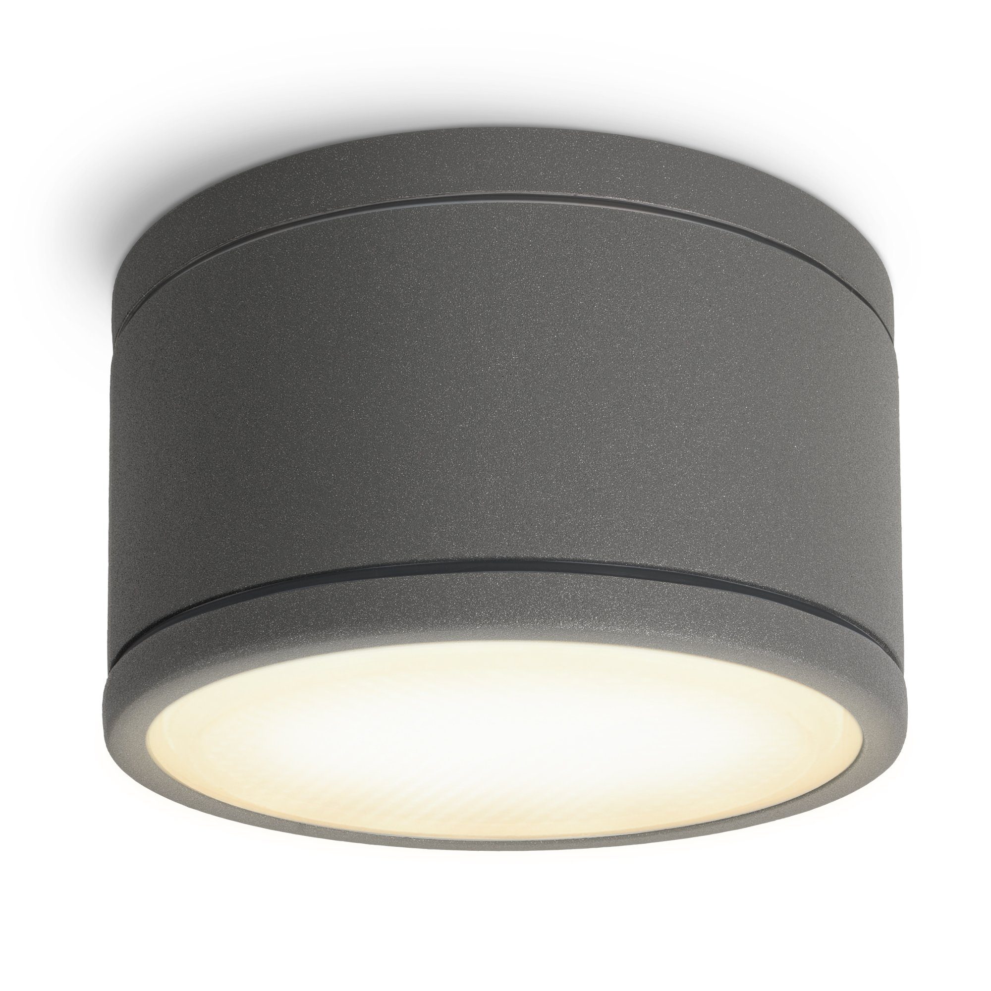 SSC-LUXon Aufbauleuchte CELI-WX Bad Aufbauspot dimmbar flach IP44 anthrazit mit LED GX53, Warmweiß