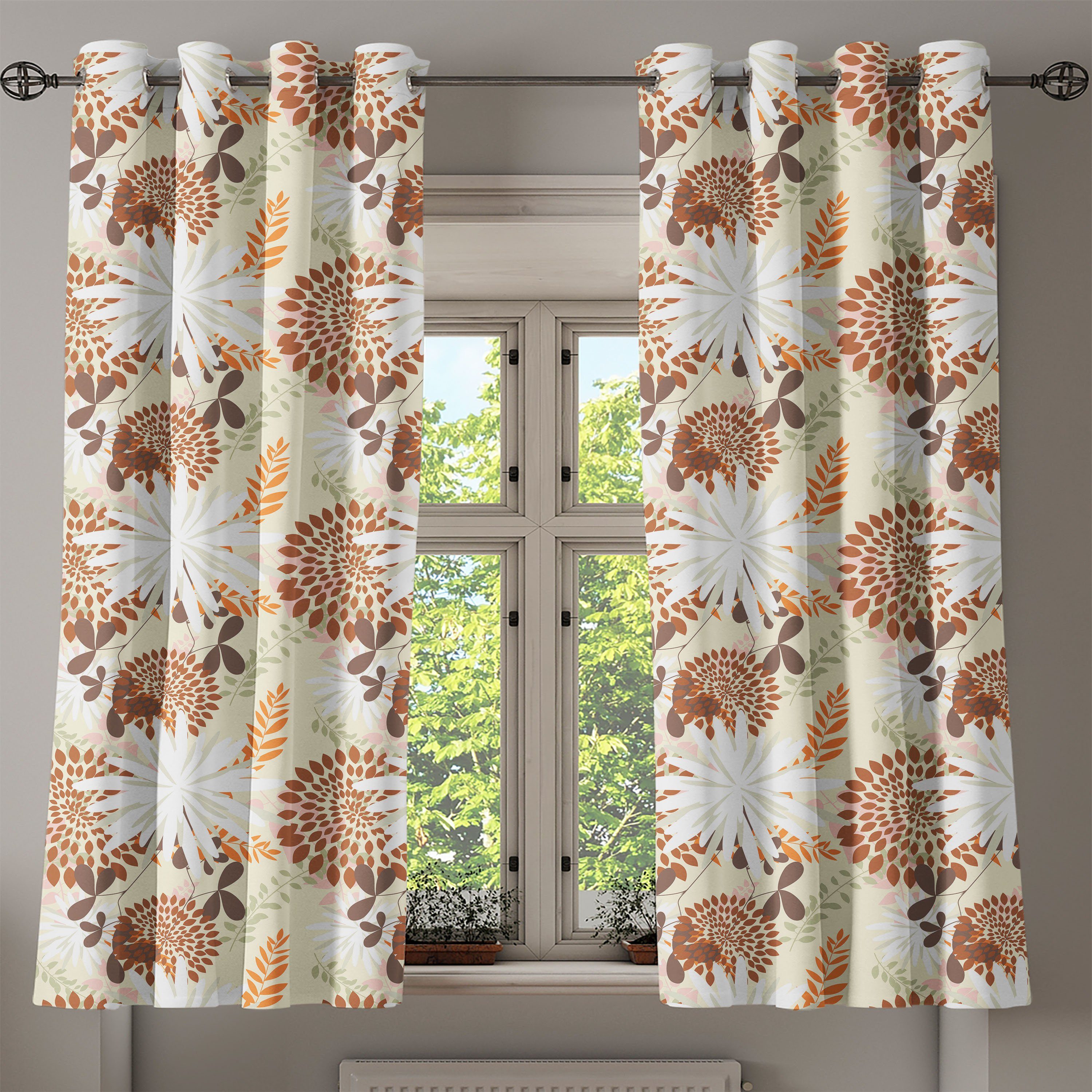 Gardine Dekorative Wohnzimmer, 2-Panel-Fenstervorhänge Blütenblätter für Schlafzimmer Frühlings Abakuhaus, Blumen des