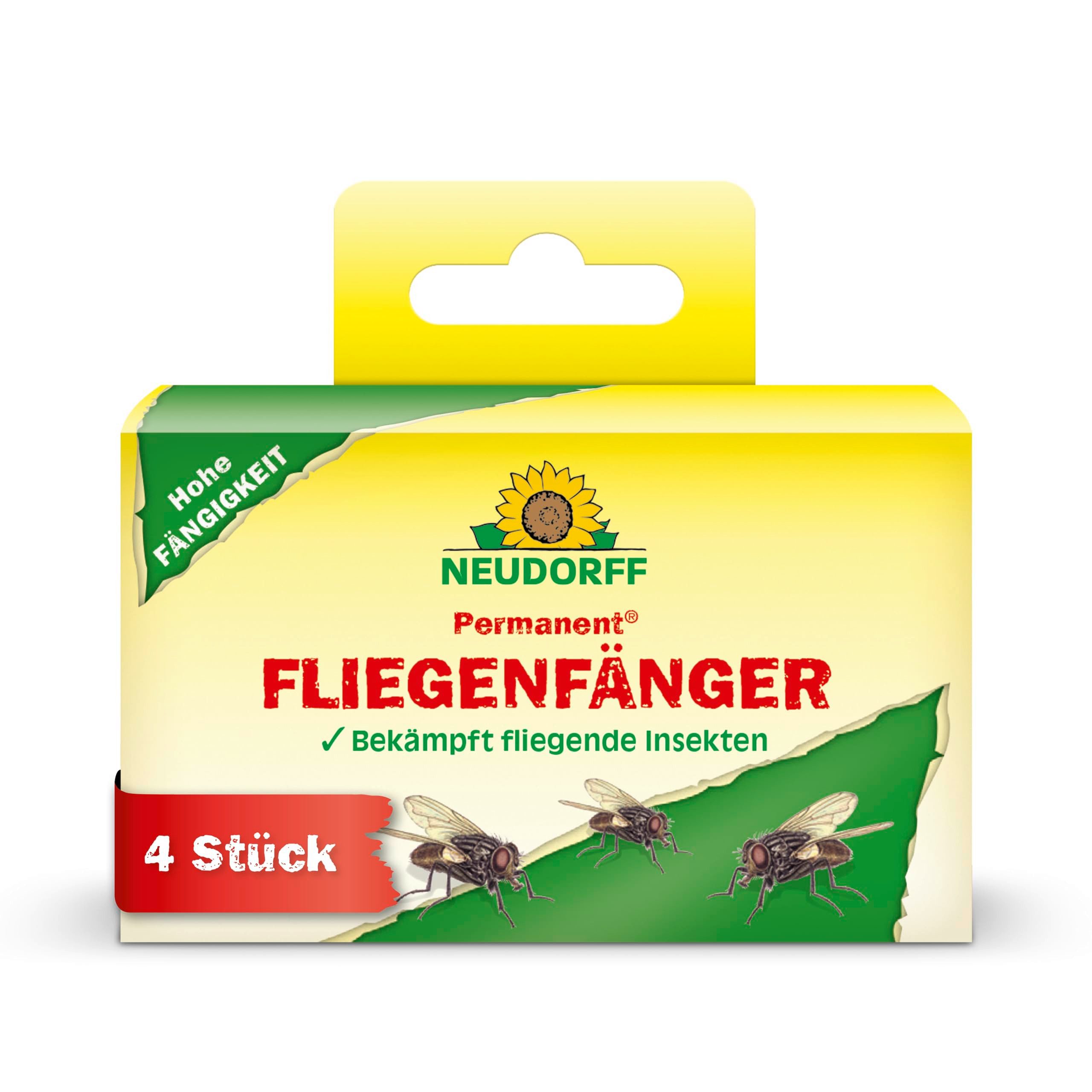 Neudorff Insektenfalle Permanent FliegenFänger 4 Stk., fängt zuverlässig in allen Innenräumen