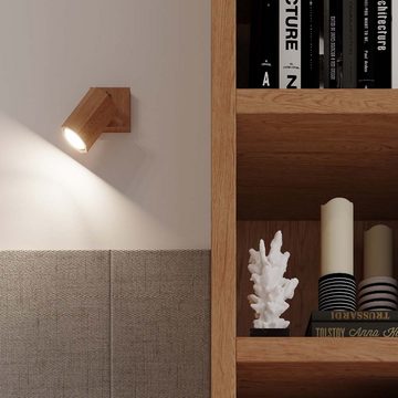 etc-shop Wandleuchte, Leuchtmittel nicht inklusive, Wandleuchte Flurlampe Schlafzimmerleuchte Holzlampe Eiche Spot