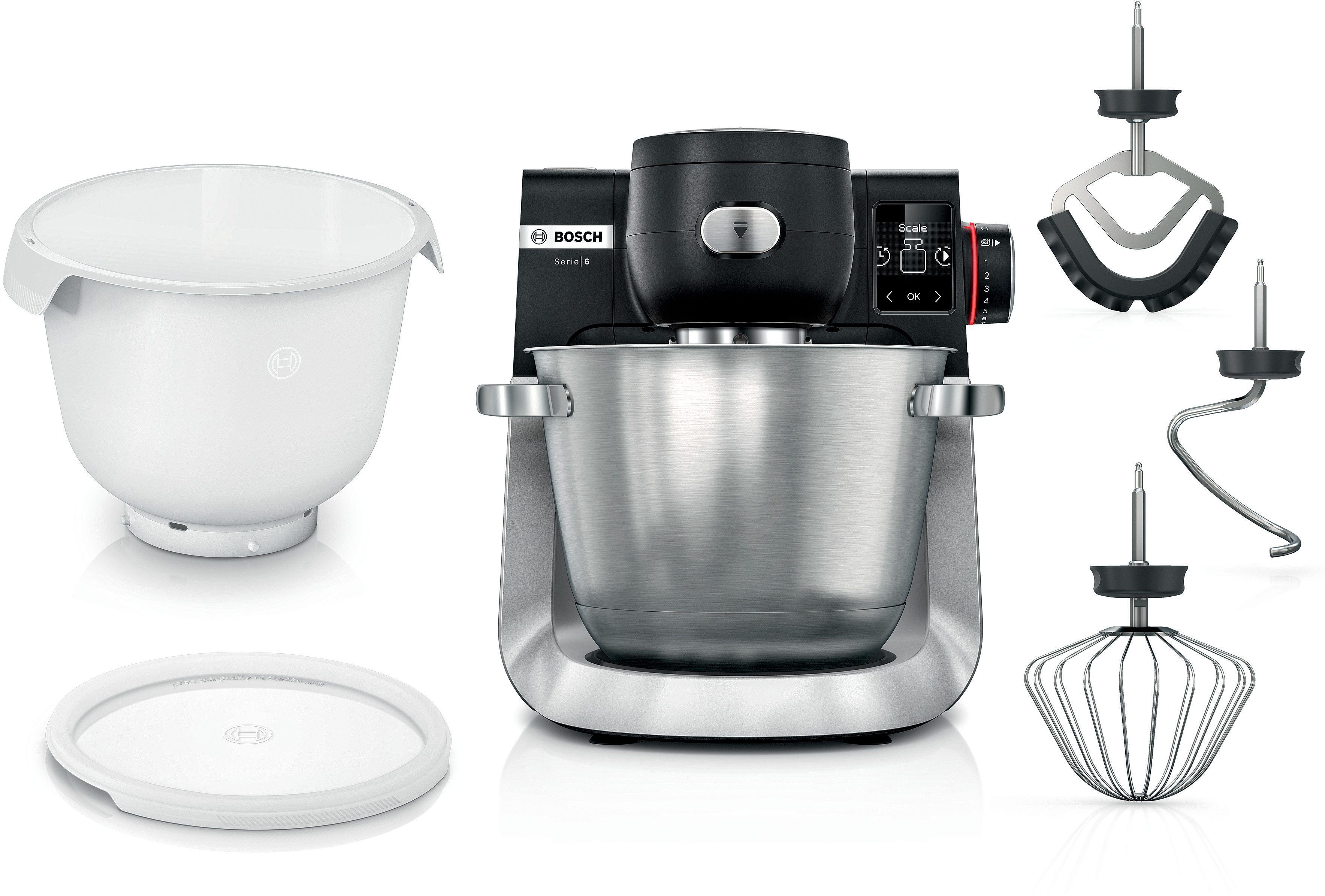 BOSCH Küchenmaschine Serie 6 MUMS6ZS18, 2 Schüsseln, integr. Waage, schwarz, 1600 W, 13,1 l Schüssel