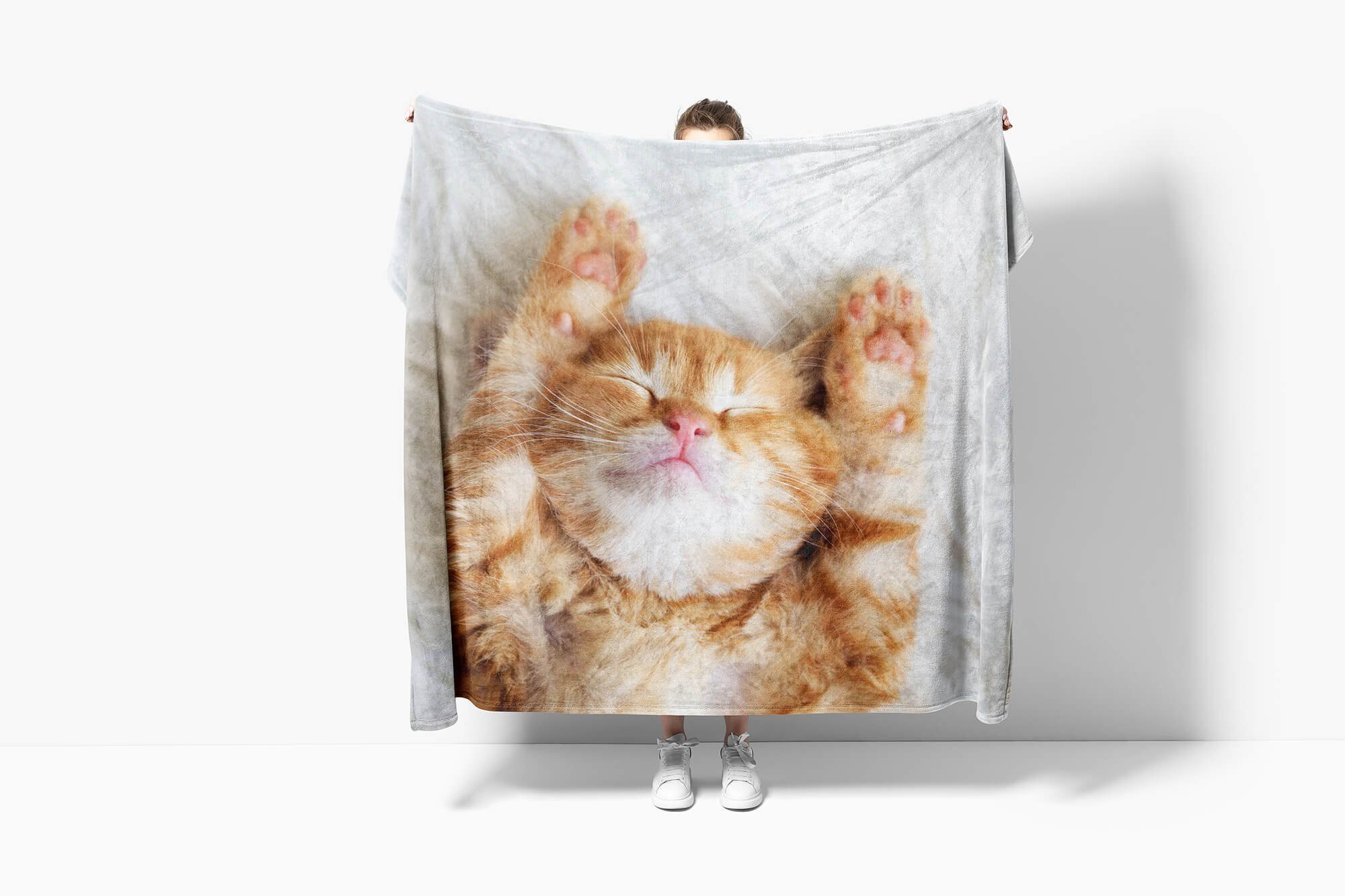 (1-St), Katze, süße Tiermotiv Sinus mit Strandhandtuch Baumwolle-Polyester-Mix Saunatuch Handtuch Handtuch Handtücher kleine Art Kuscheldecke
