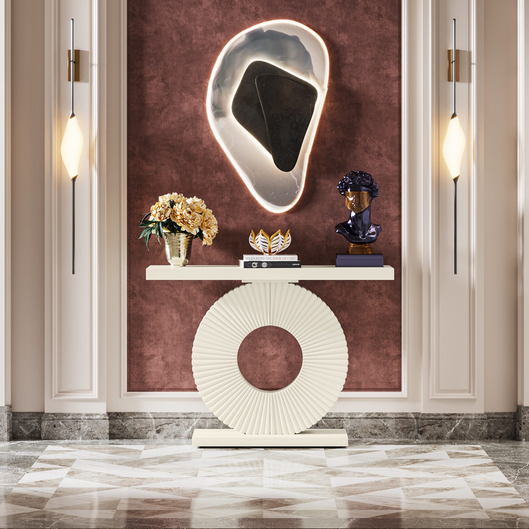 Tribesigns Konsolentisch Flurtisch mit eine runde, blumenförmige Basis 100 günstig online kaufen