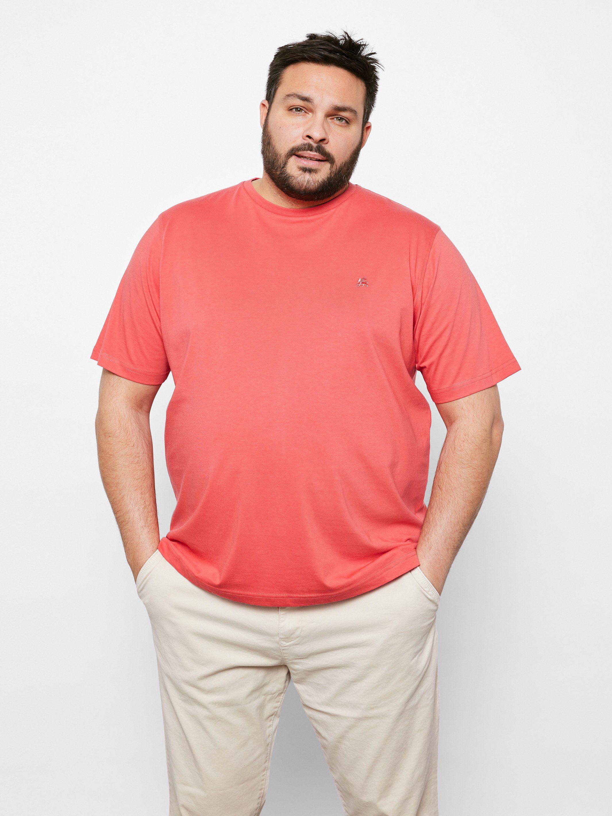 LERROS T-Shirt LERROS Basic T-Shirt, unifarben HIBISCUS RED