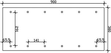 Skanholz Einzelcarport Wallgau, BxT: 380x900 cm, 215 cm Einfahrtshöhe, 380x900cm, schwarze Schindeln