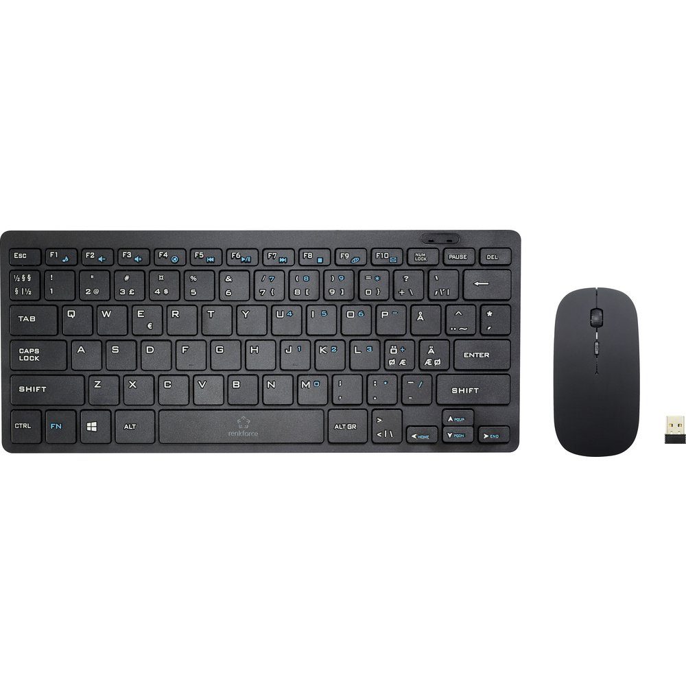 Renkforce Renkforce RF-KMC-410 Kabellos Tastatur, Maus-Set Deutsch, QWERTZ Schw Tastatur- und Maus-Set