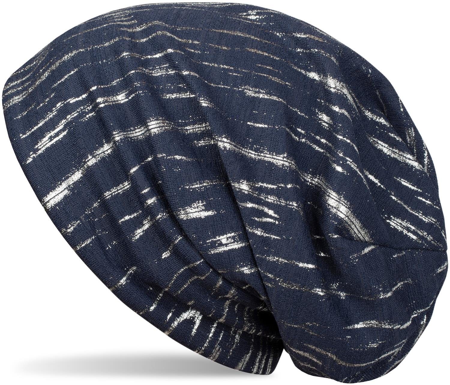 Beanie Beanie mit Metallic Streifen Print