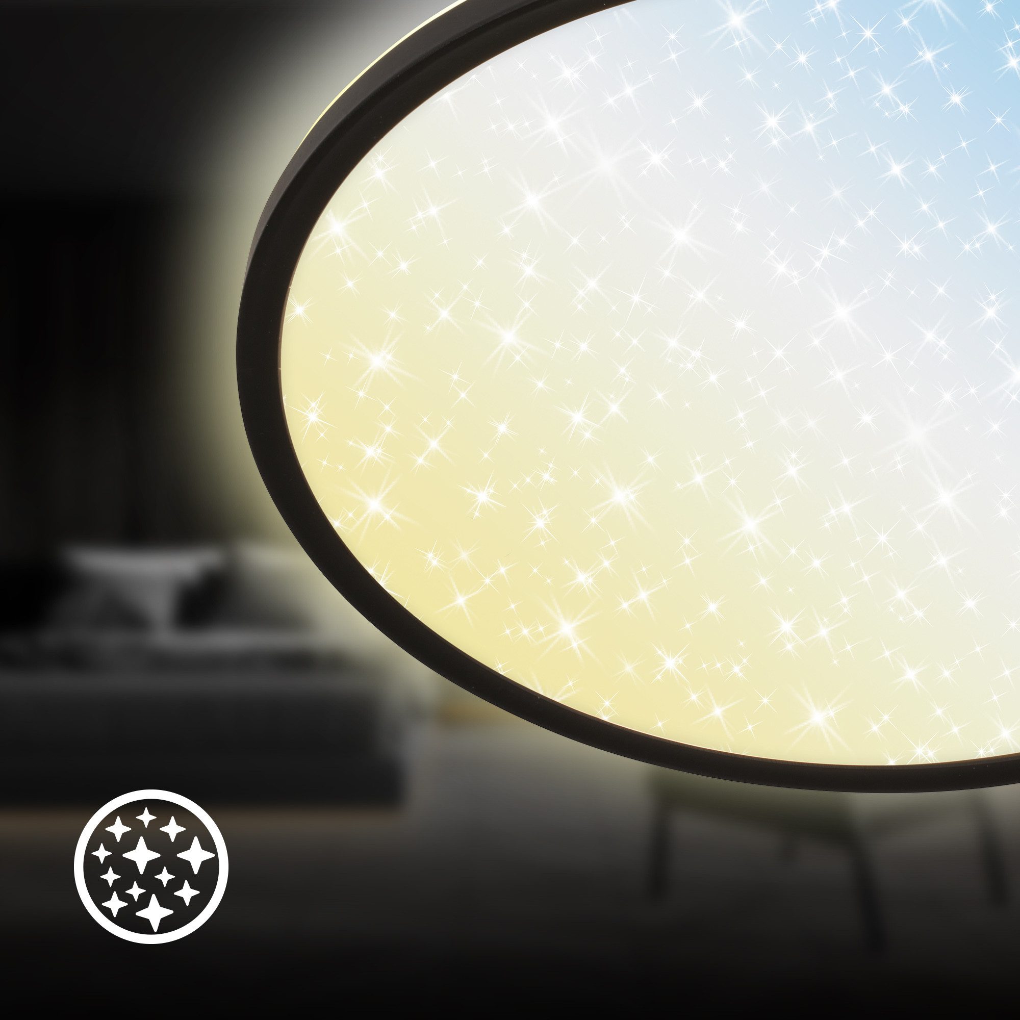 Briloner Leuchten LED Deckenleuchte Sternenhimmel-Effekt indirektes Licht Flaches Design, CCT, LED fest integriert