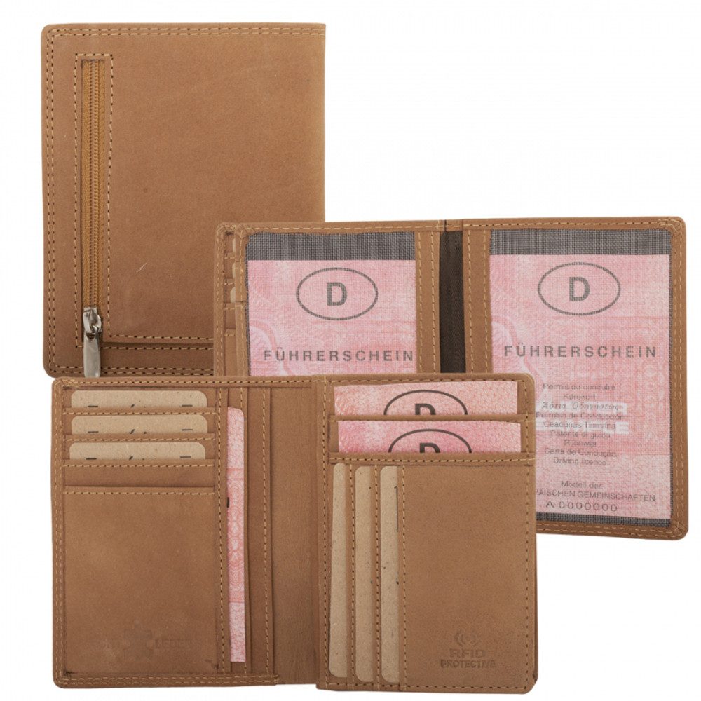 Geldbörse RFID Protection Doppelnaht Hunterleder Hochformat Geldbörse (1-tlg)