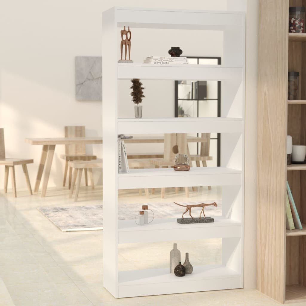 vidaXL Bücherregal Bücherregal/Raumteiler Weiß 80x30x166 cm Holzwerkstoff, 1-tlg. | Bücherschränke