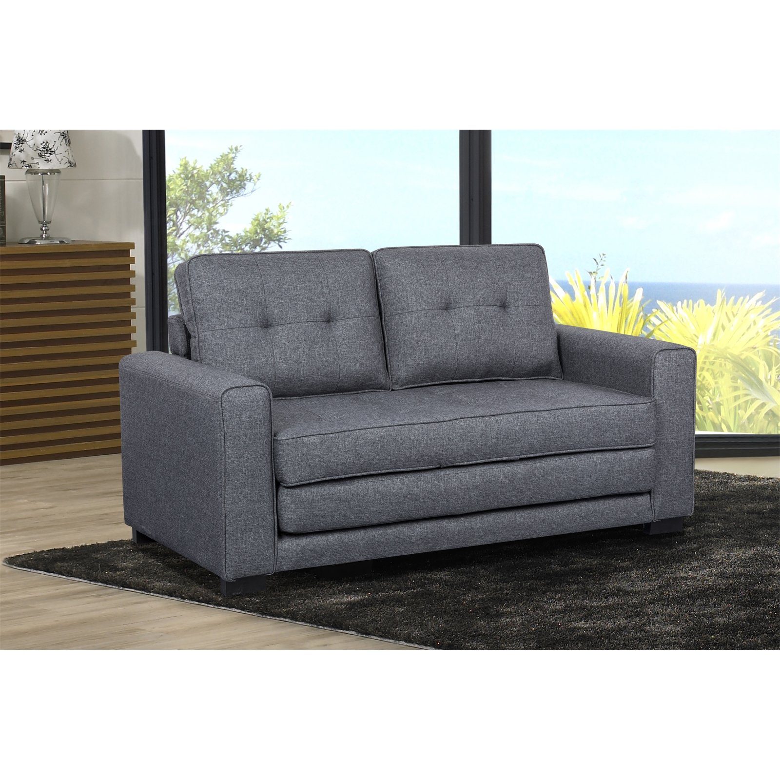 HTI-Living 2-Sitzer Zweisitzer mit Schlaffunktion Dunkelgrau günstig online kaufen