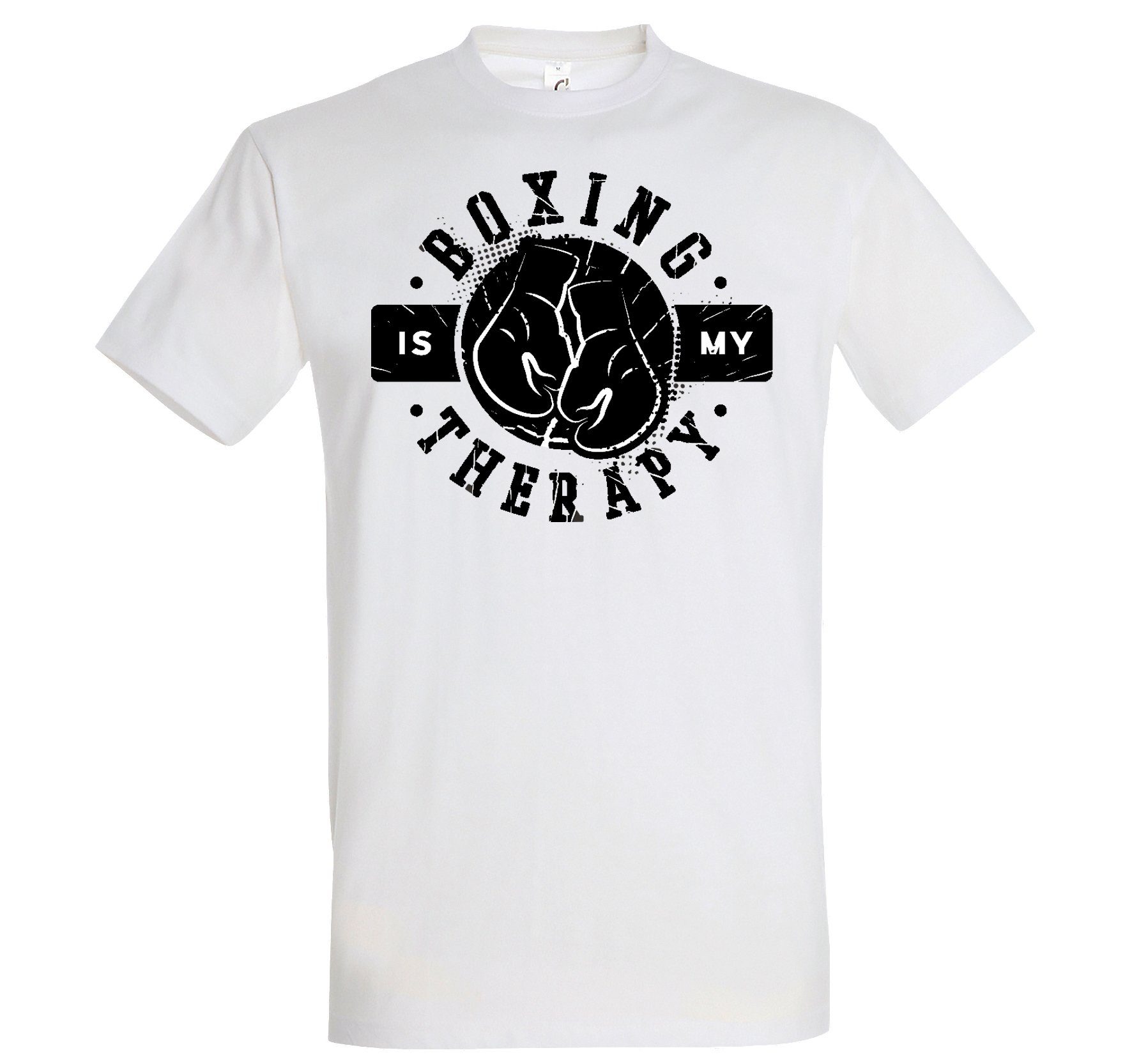 Herren Weiß Boxen Youth Is mit Designz trendigem Shirt Frontprint My Therapie T-Shirt