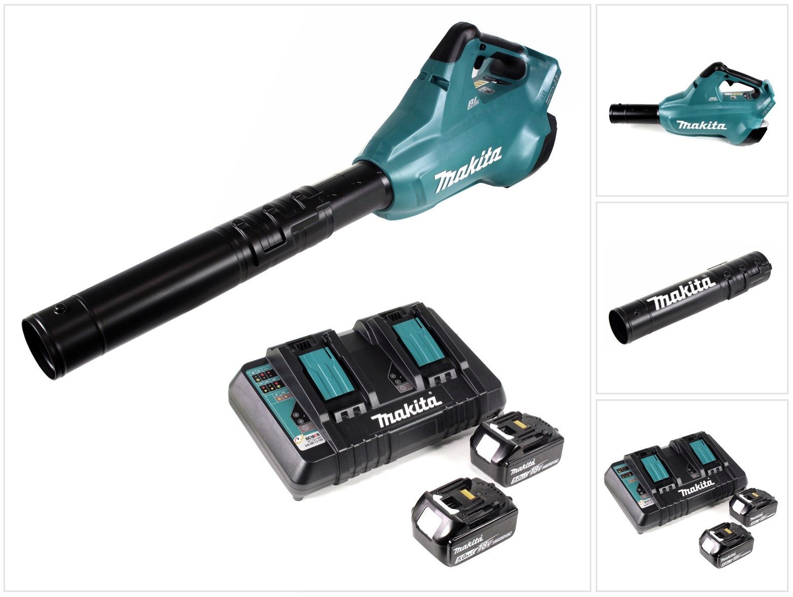 Makita Akku-Laubbläser DUB 362 PT Akku Laubbläser 36V + 2x Akkus 5,0Ah + Doppellladegerät