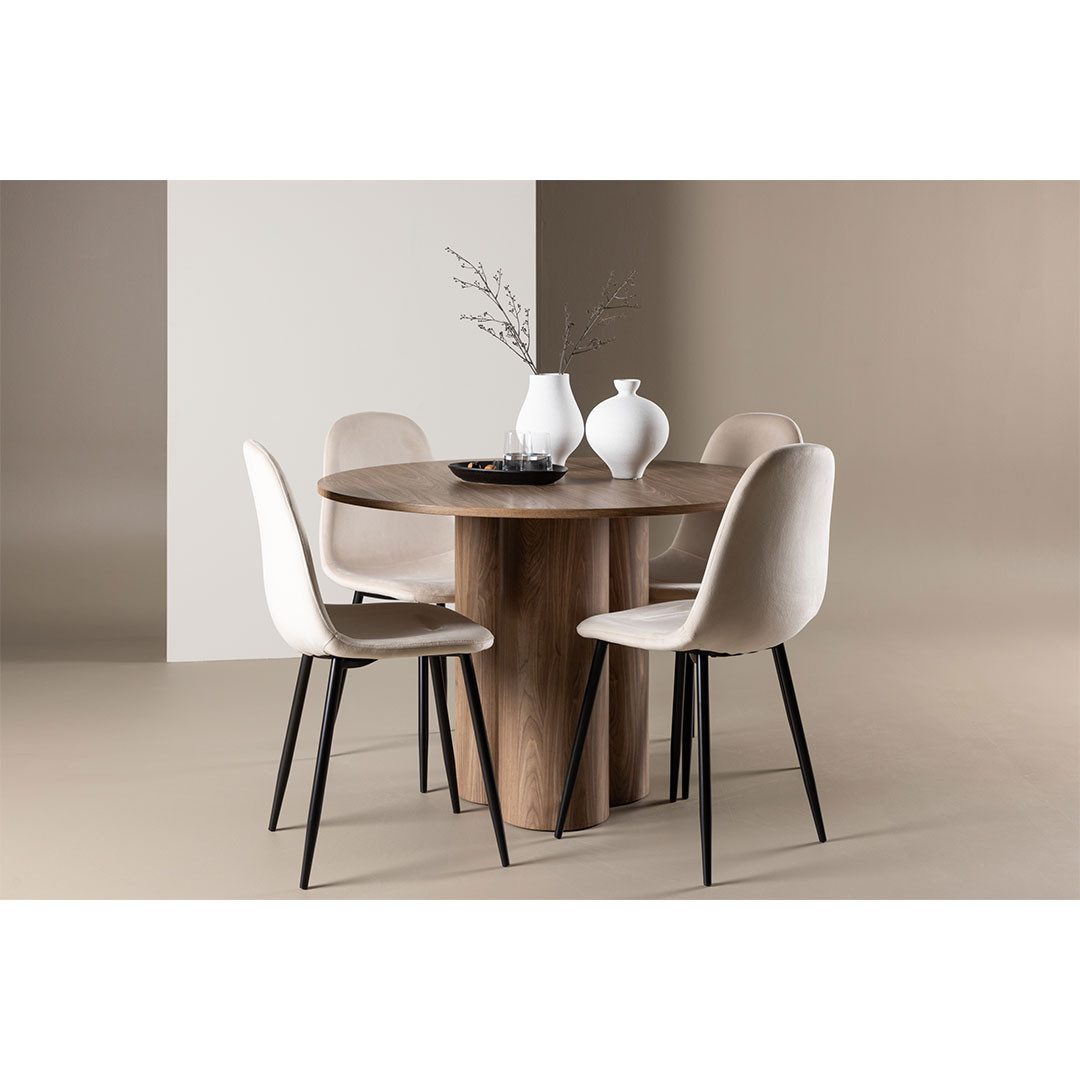 ebuy24 Essgruppe Olivia Essgruppe Tisch Ø110cm und 4 Velours Stühle