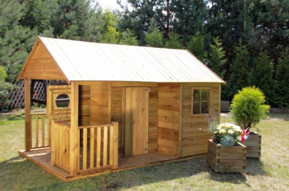 bv-vertrieb Spielhaus Kinderspielhaus Spielhaus Holz-Gartenhaus Spielhütte aus Holz für Kinder – (3996)