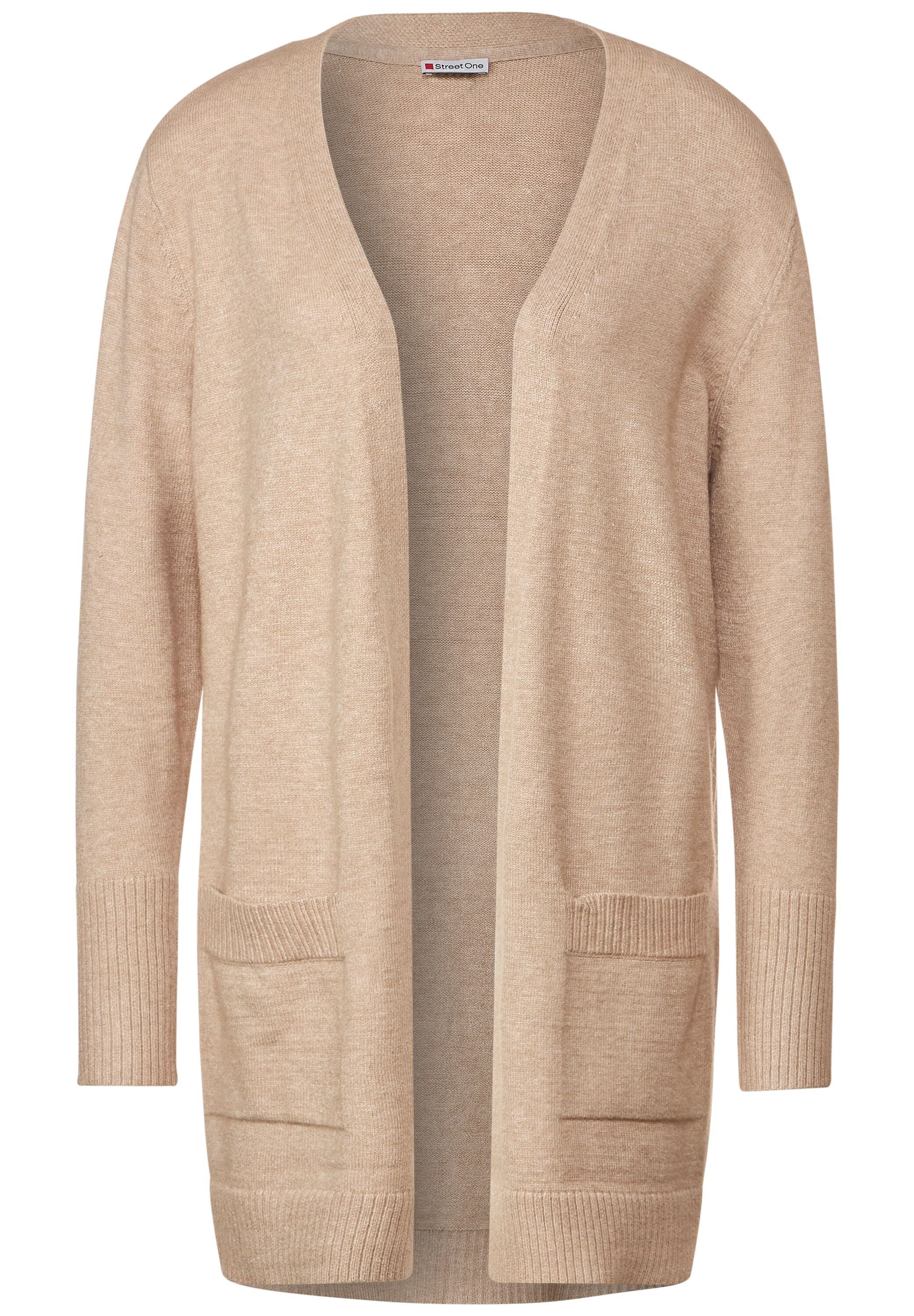 Taschen Basic STREET in Nicht melange One Bleached Vorhanden Cardigan (1-tlg) sand mit Street ONE bleached Longstrickjacke