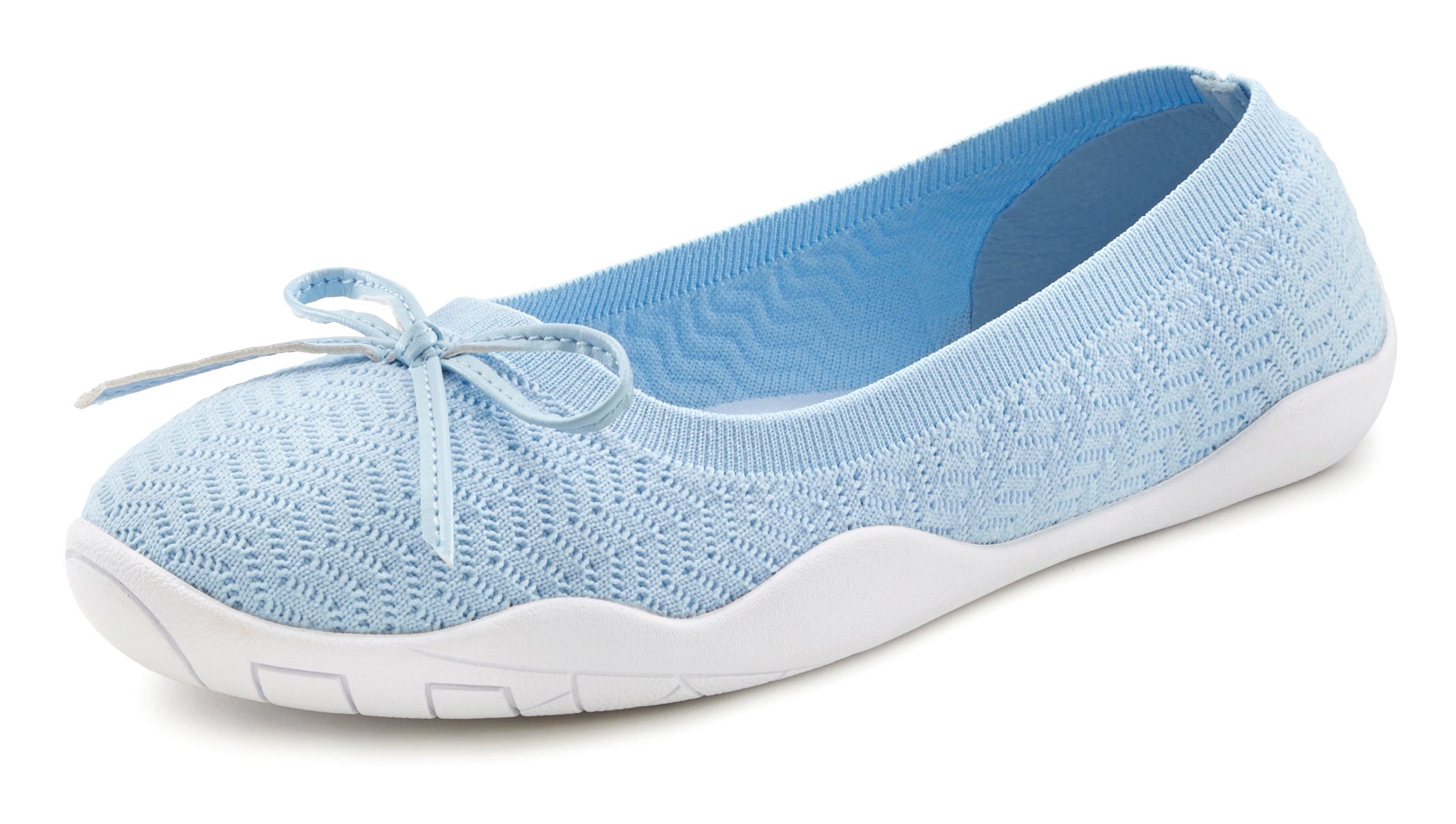 flacher mit VEGAN hellblau Sneaker & superleicht, Ballerinas Slipper, Sohle, LASCANA flexibler Halbschuh