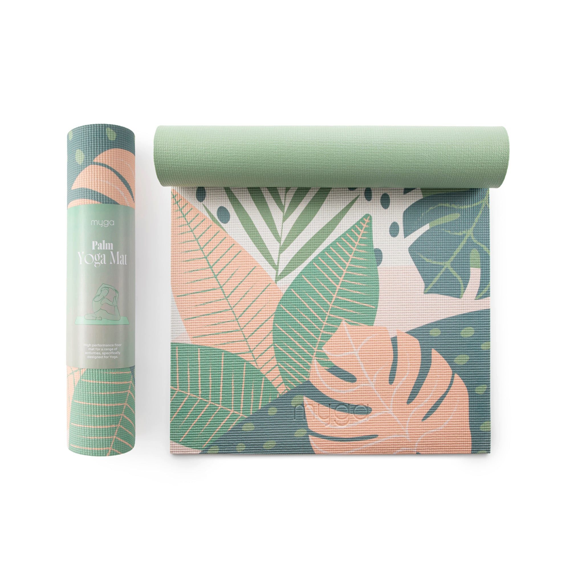 Myga Yogamatte Yogamatte - Palmen Design, mit 6 mm Dicke