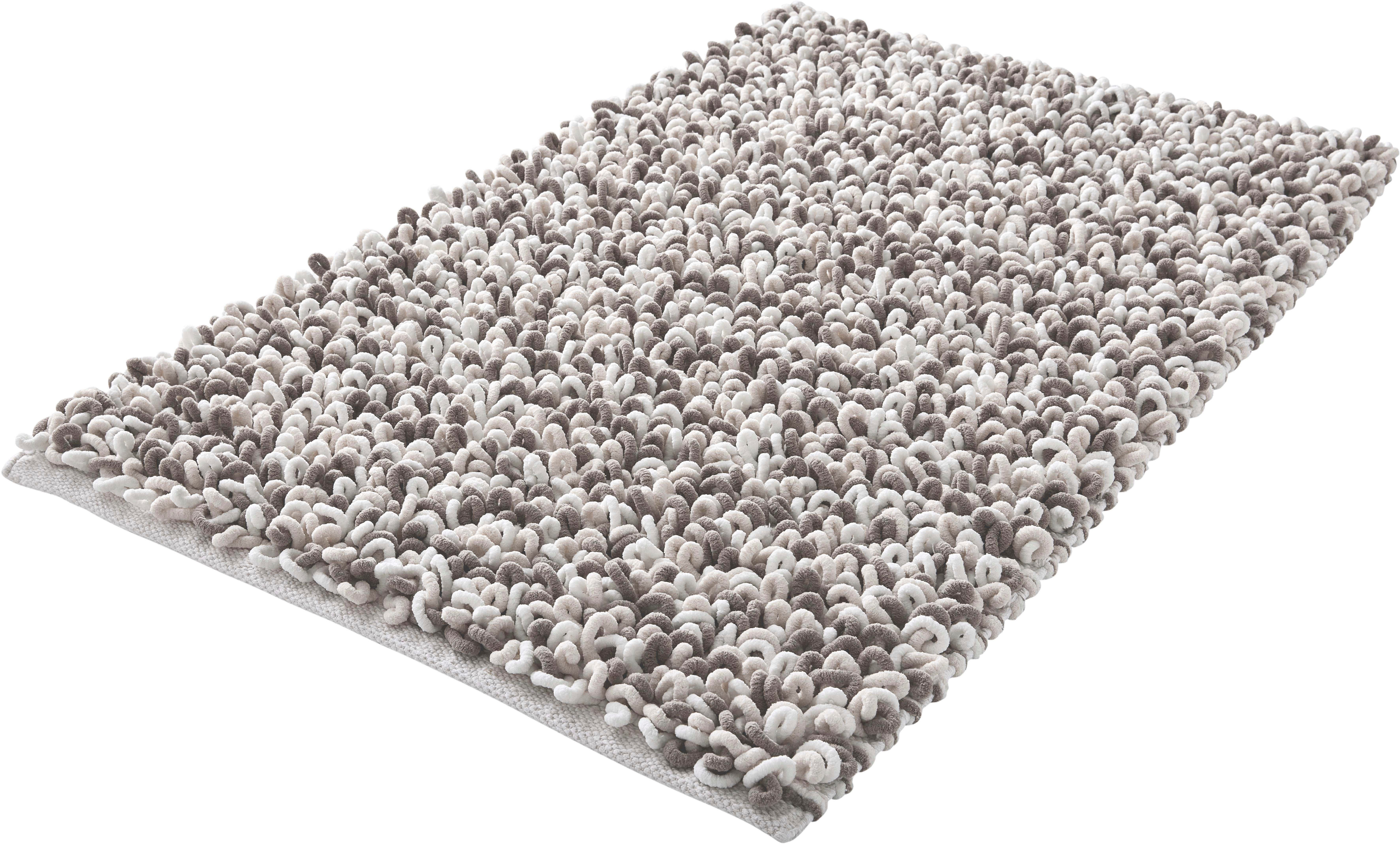 Kleine Wolke Badematte Sling, Badvorleger, Badezimmer Teppich, Höhe 20 mm, rutschhemmend beschichtet, fußbodenheizungsgeeignet, Baumwolle, Polyester, rechteckig, Badteppich, handgefertigt, 2 farbige Schlingenoptik