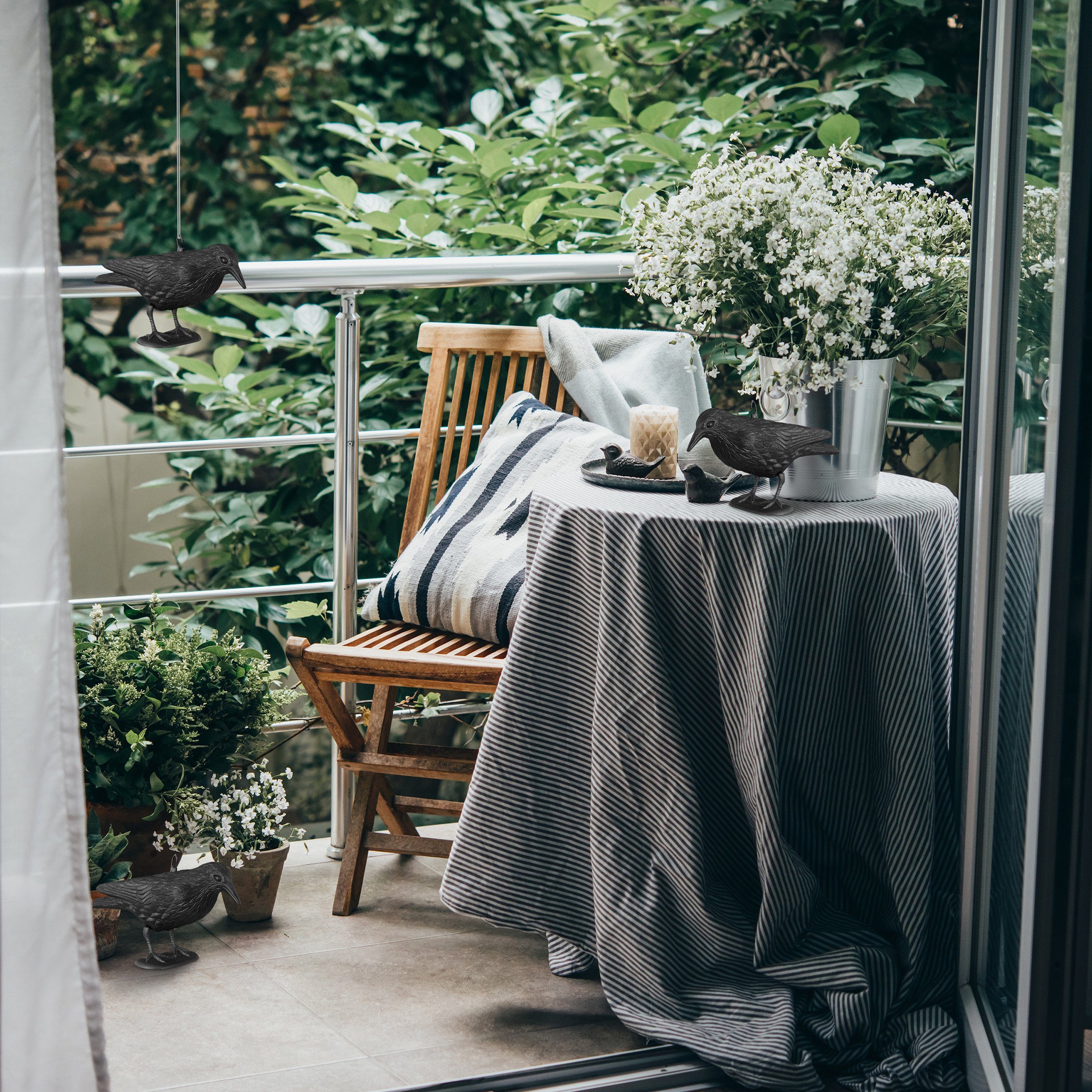 relaxdays Gartenfigur 3er Vogelschreck im Set Krähe