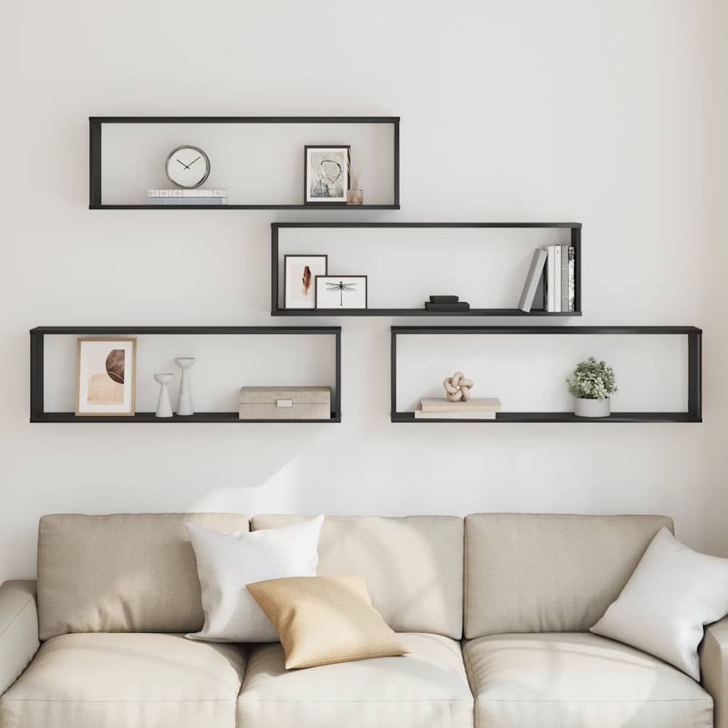 vidaXL Regal Würfelregale 4 Stk. Schwarz Eichen-Optik 100x15x30 cm, 4-tlg. günstig online kaufen