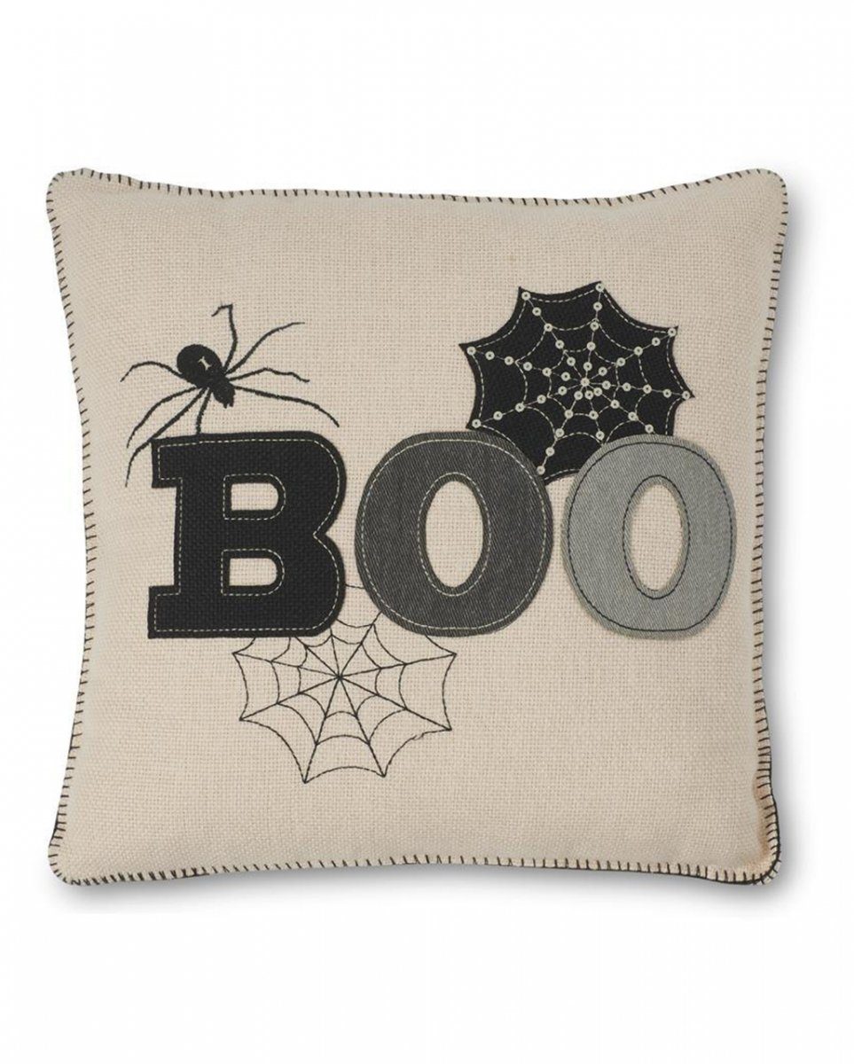 Horror-Shop Tagesdecke Signature Halloween Kissen ";BOO"; 43x43
