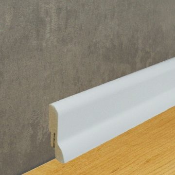 PROVISTON Sockelleiste MDF, 20 x 60 x 2500 mm, Weiß, Fußleiste, MDF foliert